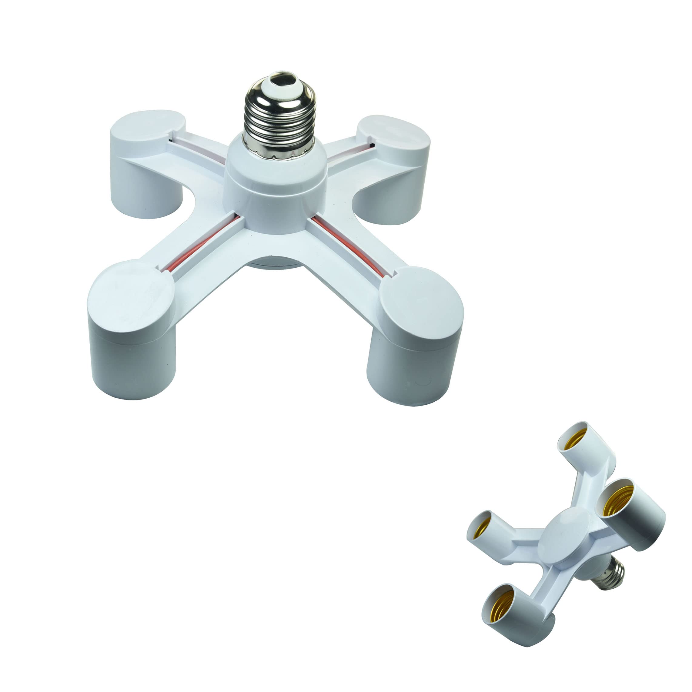 YCSSSD 4 in 1 E26/E27 Light Bulb Socket Splitter, Multi Light Bulb Socker Adapter, Standard LED Bulbs Lamp Base Holder Converter for LED,CFL Bulbs Home Commercial Lighting.