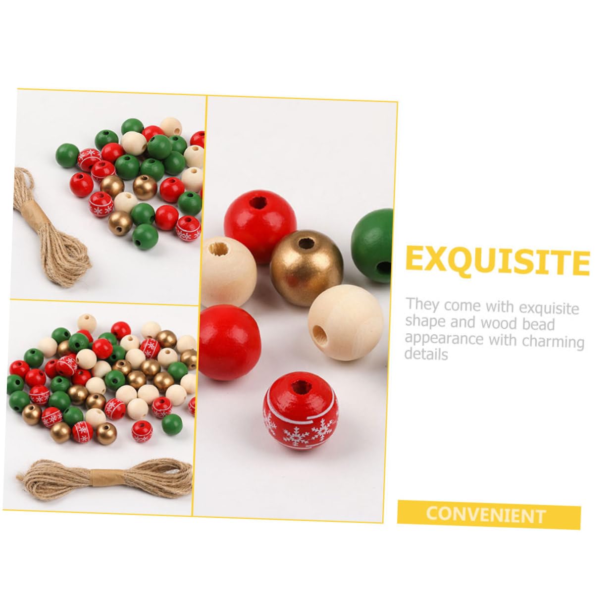 SEWACC 5juegos Cuentas De Madera Cuentas De De Cuerda De Yute Manualidades Para Árboles De Navidad y