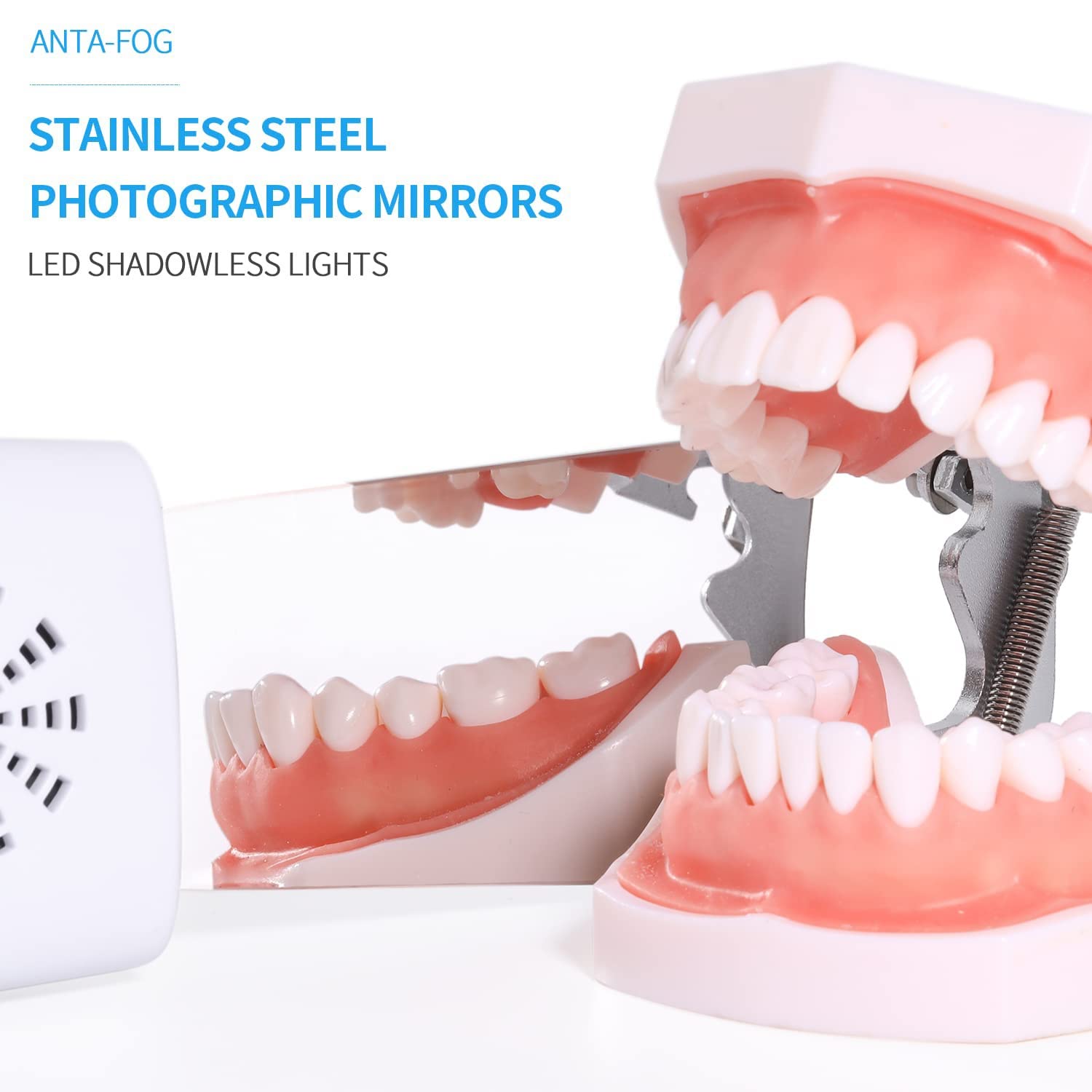 Espejos para fotografía Dental sin Niebla, Espejo Reflector para ortodoncia Dental, Espejo LED para inspección intraoral con Cargador inalámbrico y Ventilador con 4 Espejos Intercambiables