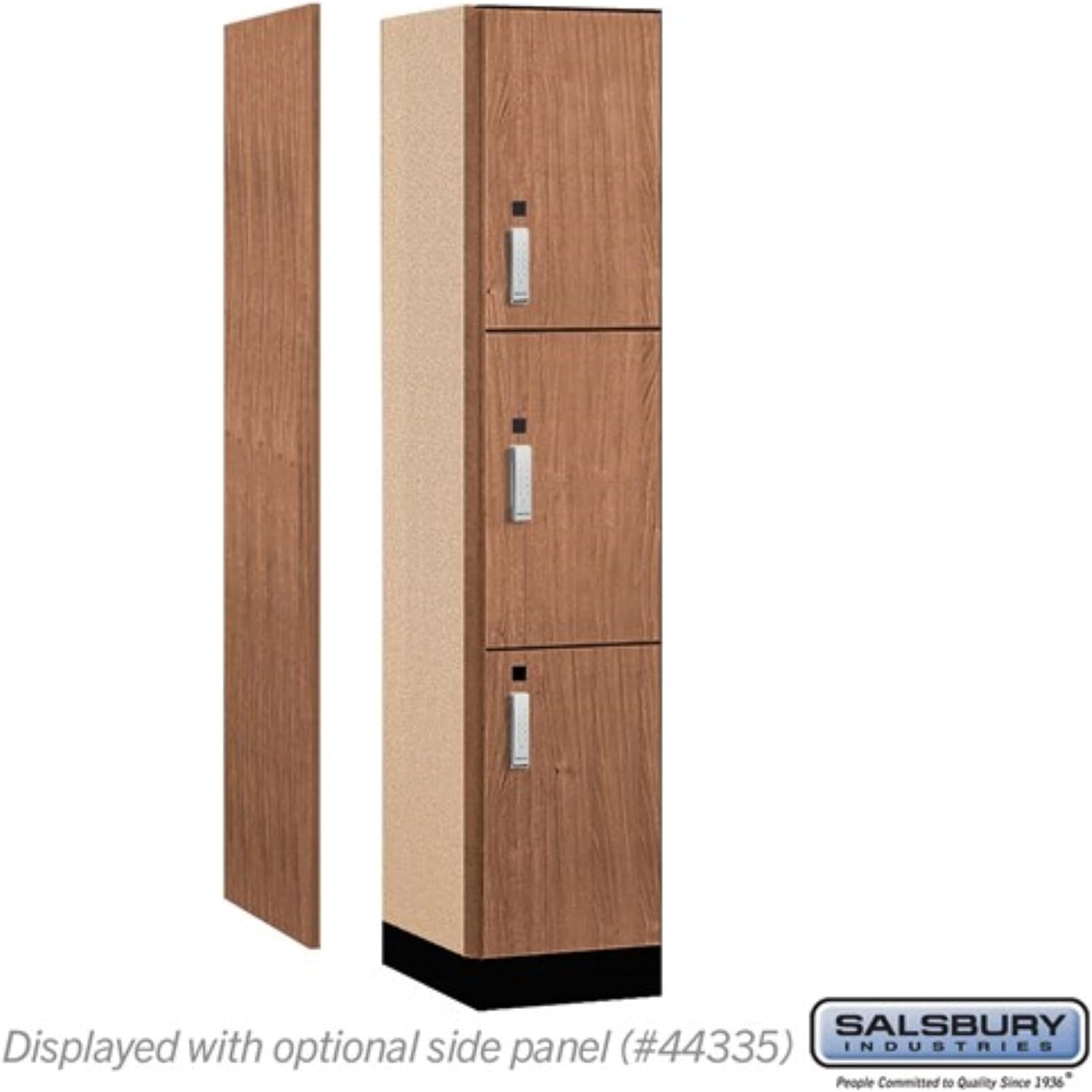 Salsbury 15" Wide Premier Wood Locker-Triple Tier-1 Wide-6 Feet High-21 Deep-Red Oak-Silver Electronic Locks
