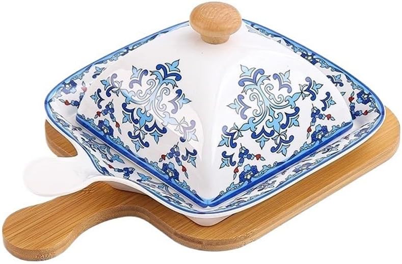 Butter Dishes Ceramic Butter Dish, Butter Dish, Snack Dish with Lid, Small Dish, Plate Butter Storage(Green)