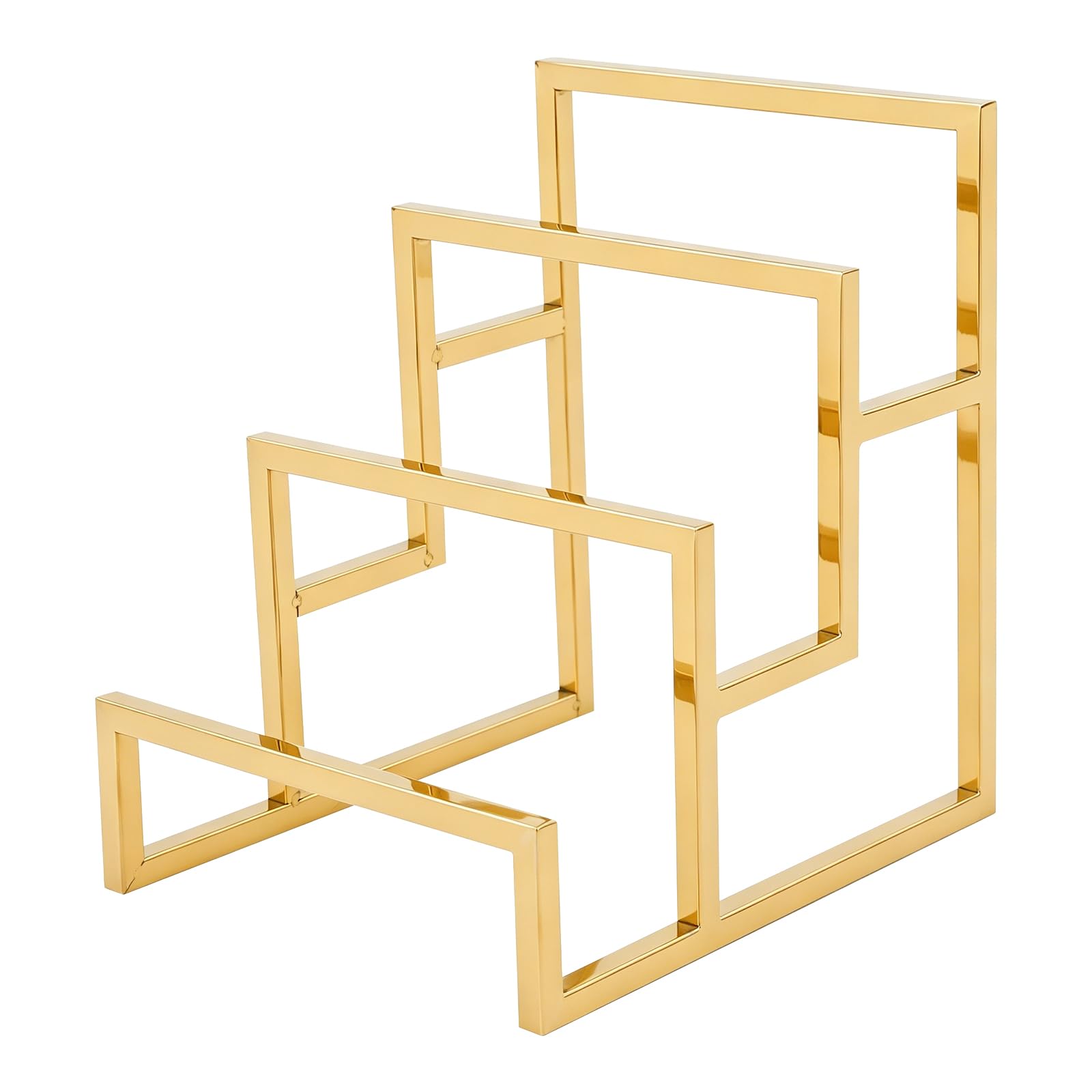 Espositore per portafogli a 3 livelli, oro, in acciaio inox, 15 x 18 x 20