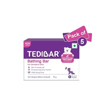 Tedibar Moisturising Baby Bathing Bar with Skin Friendly PH|100% Soap Free|Prevents Dryness & Rashes|Dermatologically Te