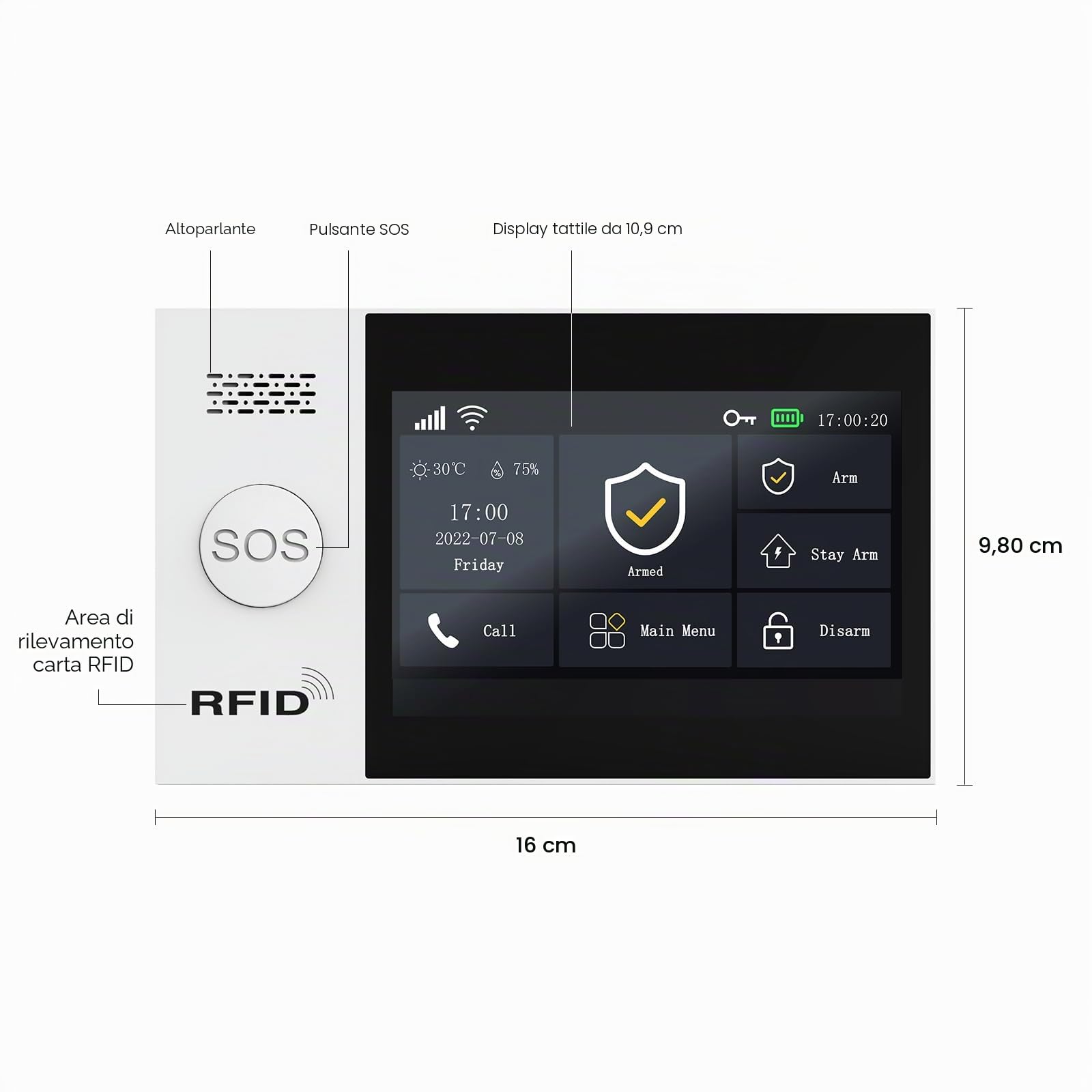 Schermo Tattile 4.3'' Sistema di Allarme Casa Senza Fili 4G+Wi-Fi, App Push, 24 Pezzi Antifurto Casa Wireless, Kit Allarme DIY con Sirena 120DB, Sensore Porta, Telecomando, Sensore di Movimento