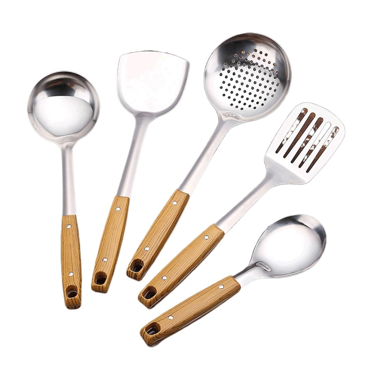 DOWNER Pinzas de Cocina, Herramientas de Cocina de Acero Inoxidable, Juego de Cocina, espátula, Pala, Pinzas for Sopa, Accesorios de Cocina, Herramientas for Hornear