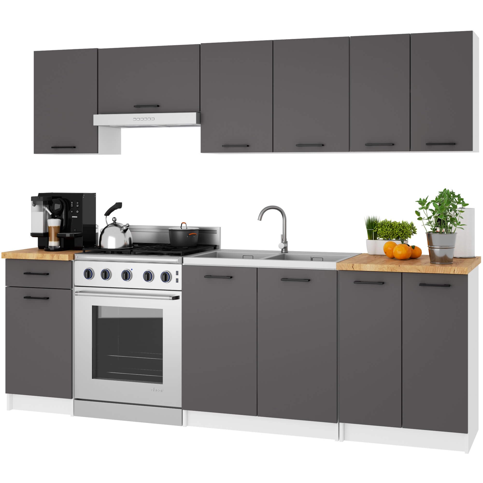 AKORD Herdumbauschrank Ofenschrank OLIWIA S60 60 cm | mit 1 Tür | Küchenschränke | Für kleine Küche | Für eine Küchenzeile | Als Teil eines Sets | B60 x H82 x T55 cm | 20,70 kg | Weiß & Graphitgrau