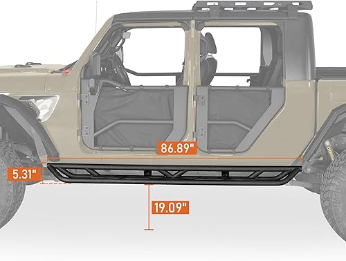 Miniatura 5 de Hooke Road Gladiator - Estribos deslizantes laterales Nerf Bars para Jeep Gladiator JT Pickup Truck 2020 2021 2022 2023 2024 2025
