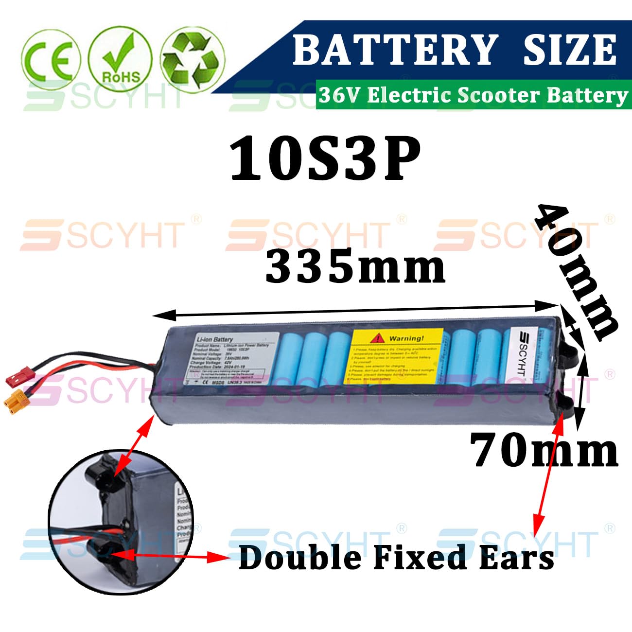 36 V Batterie vélo électrique 10S3P Batterie au Lithium