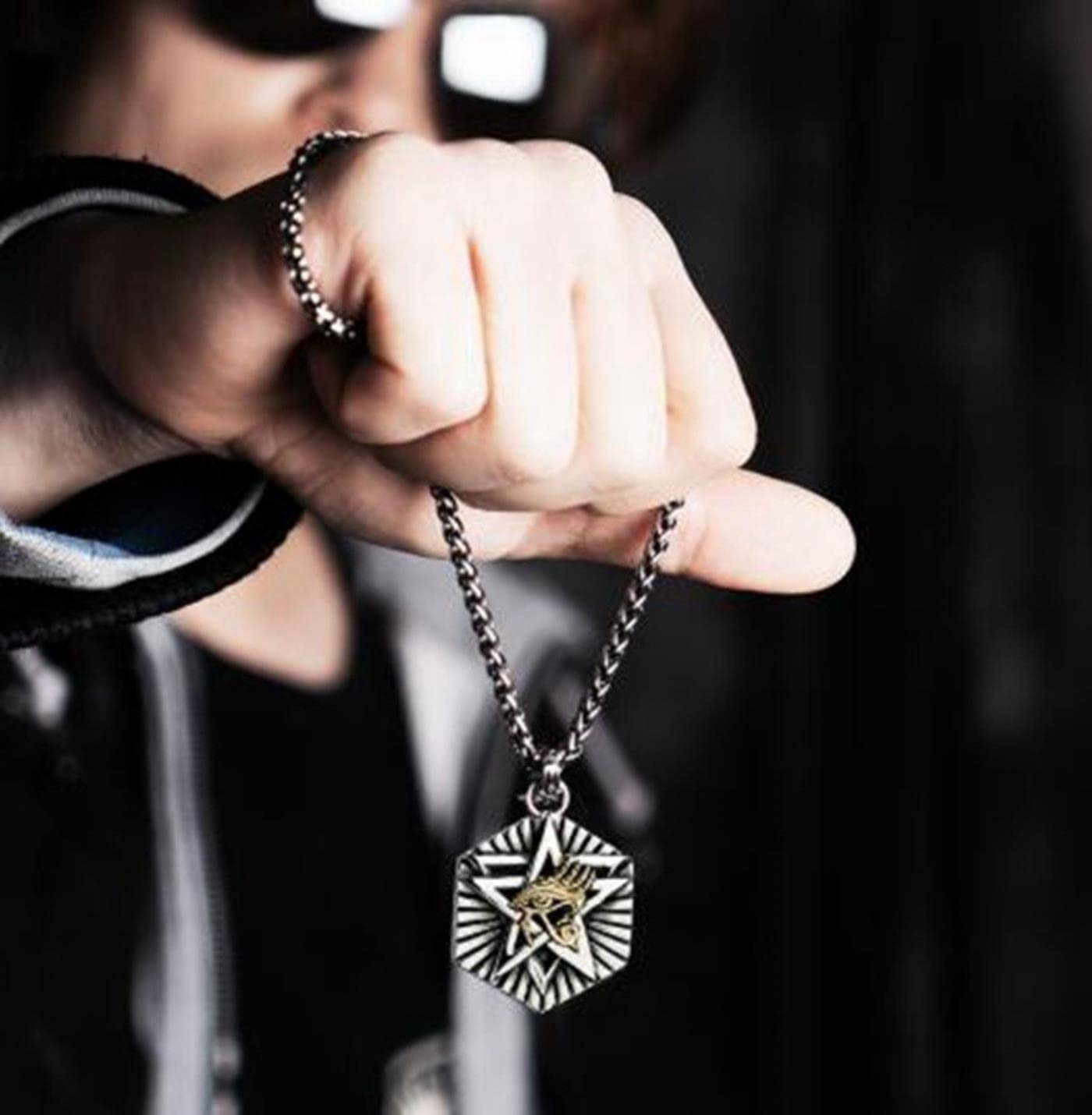 Religia Starożytny Egipt Oko Horusa Pentagram Wisiorek Naszyjnik dla mężczyzn Kobiety Punk Amulet Biżuteria Prezent