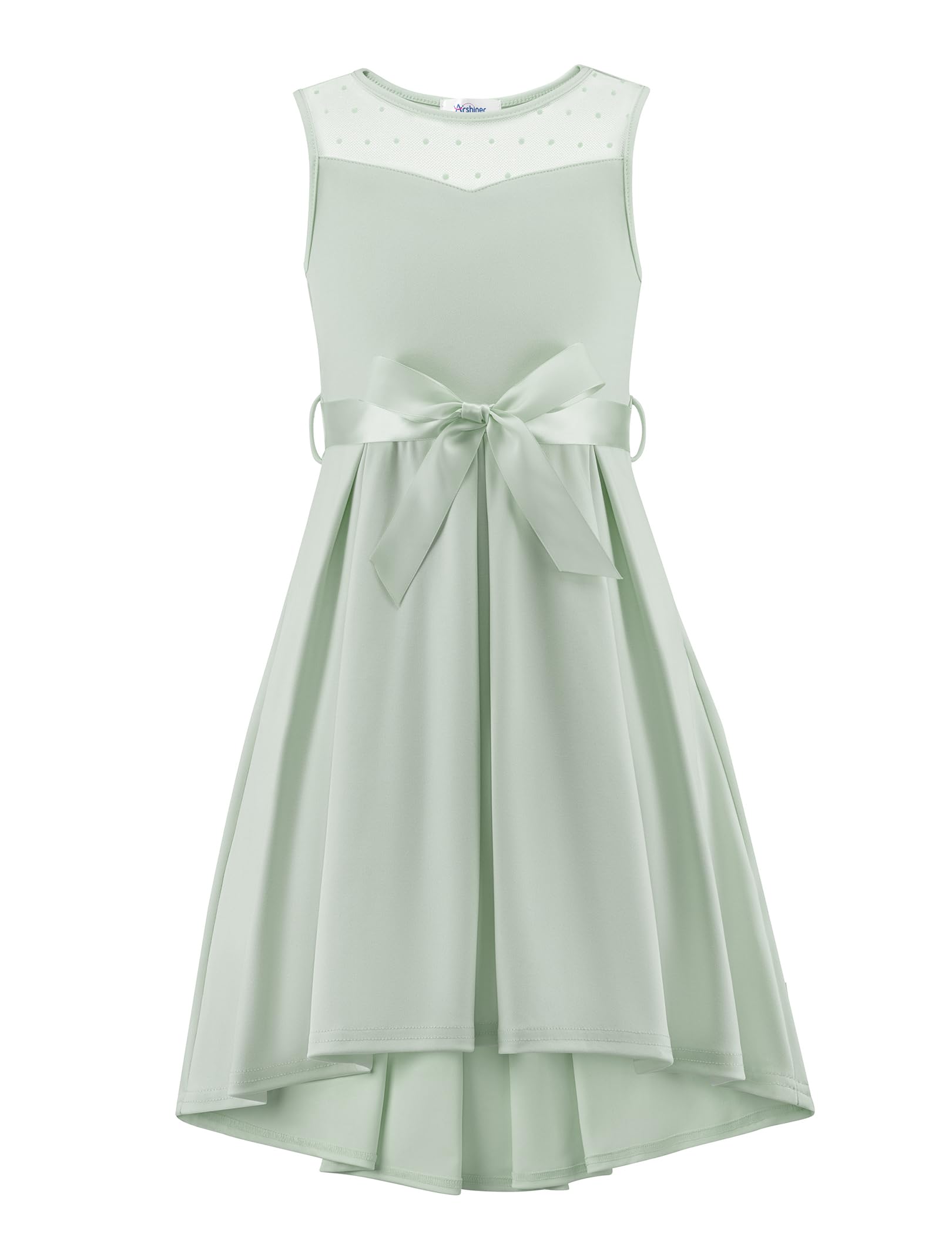 Arshiner Niñas Vestido Sin Mangas Novia Malla Vestidos Verano Formal Festivo Elegante con Cinturón 5-13 años