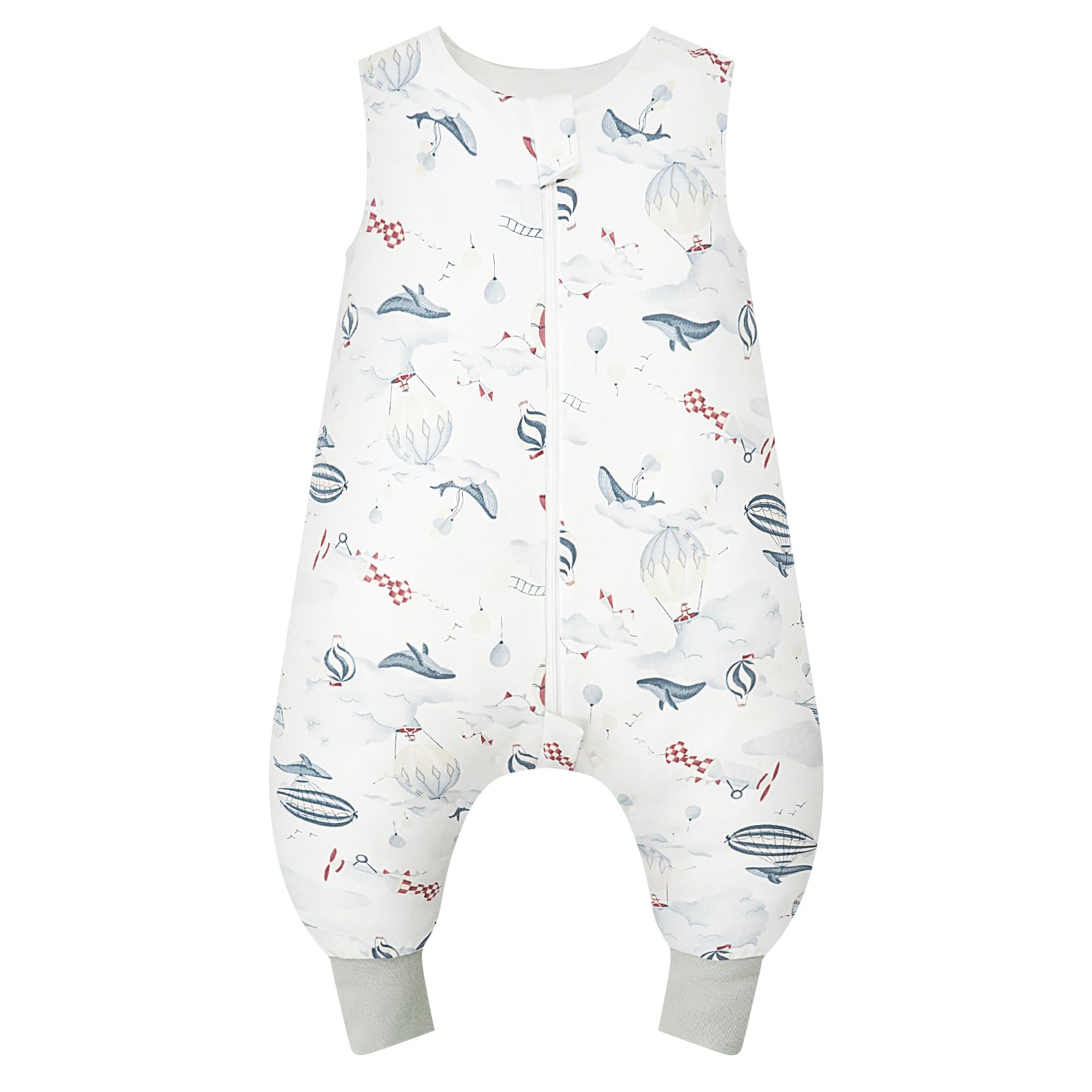 WYTbaby - Sacco nanna con piedi, 1.0 Tog, in 100% cotone, morbido sacco nanna per tutto l'anno, senza maniche, ideale per dormire e quando fa caldo, perfetto per bambine e bambini, 80 cm