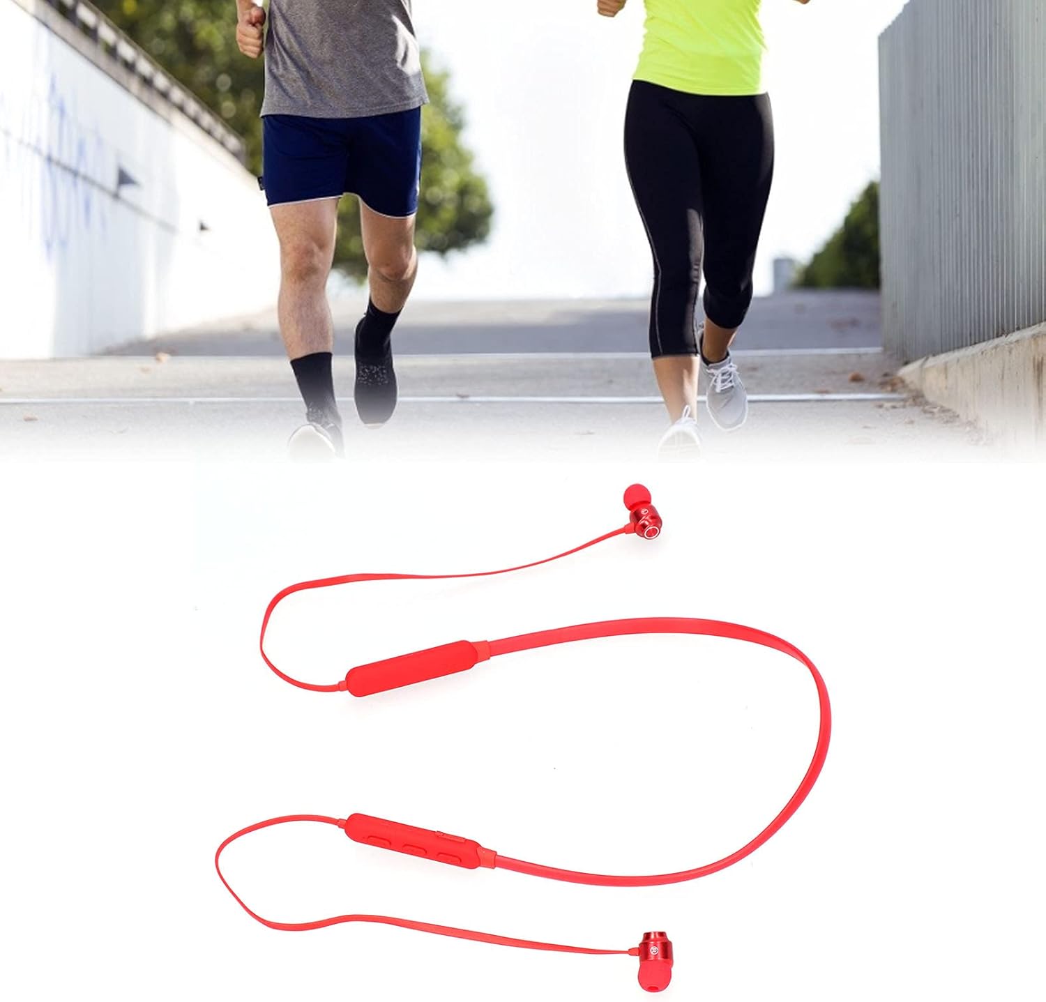 Around The Neck Headphone, Stereo Clear Sound Bluetooth 5.1 Wireless Earbud, Noise Cancelling Mic Neckband Headset for Exercise, Sports, Driving, Running, Working (Red) - Image 3