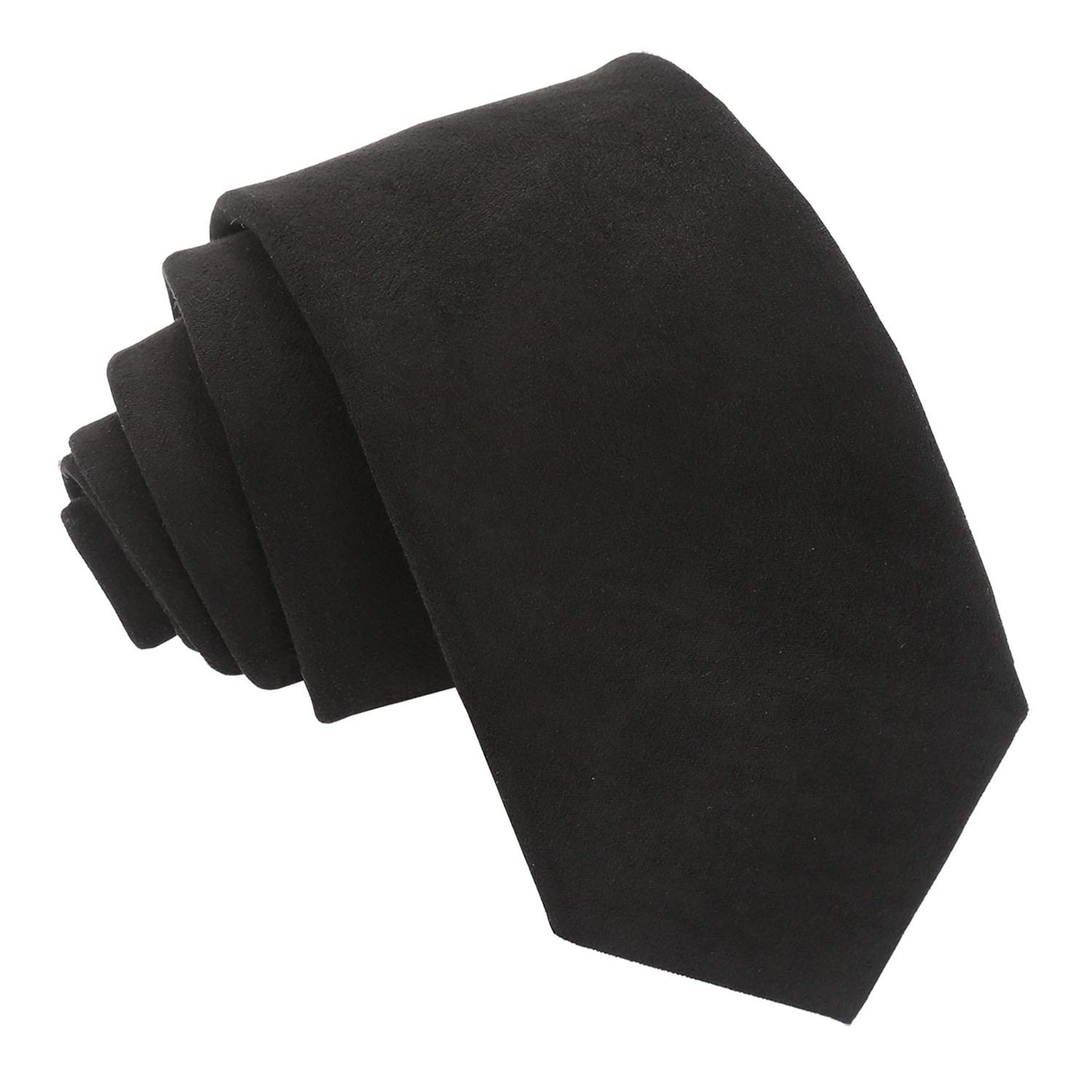 Dqt Men's Black Plain Suede Slim 7Cm Tie – Wedding Business & Formal Necktie –