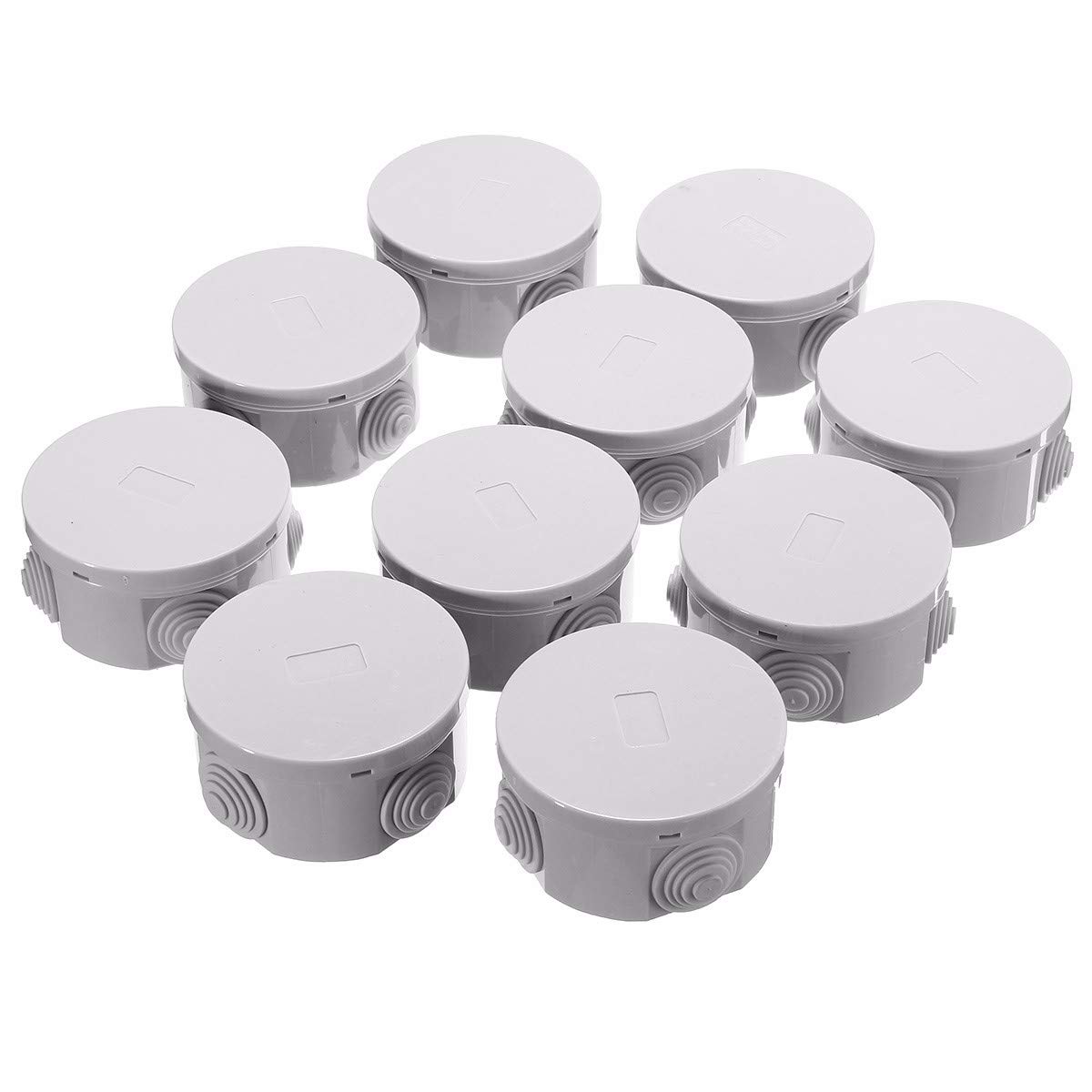 RanDal 10Pcs Set 80X40Mm Abs Ip44 Scatola Di Giunzione Elettrica Impermeabile A Forma Rotonda Impermeabile Scatola Di Progetto Elettrico Con 4 Passacavi Cavo Per Fai Da Te Elettrico