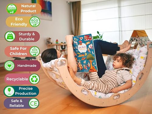 Miniatura 3 de Arco de escalada Arco de balancín Montessori Arco con almohada acogedora Arco de escalada de madera con cojín Arco de escalada de madera y