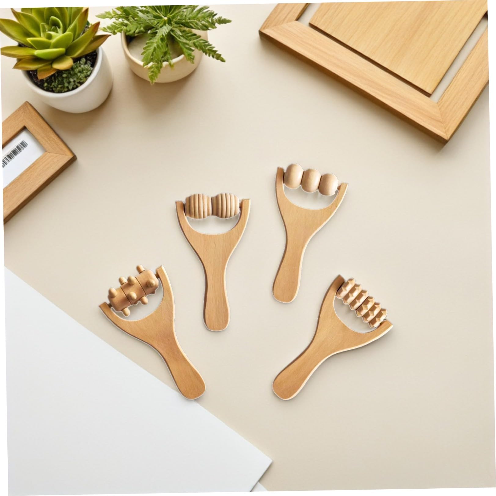 8 piezas Rodillo Masajeador de Madera para Espalda Cuello Pies y Brazos Diseño Ergonómico Portátil Herramienta Duradera para Acupresión y Relajación Muscular