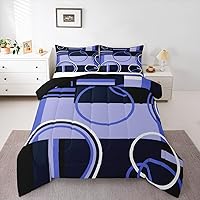Vista 29 de Moderno juego de ropa de cama de color morado, negro y gris, edredón de círculos geométricos con espirales, edredón acolchado a rayas abstractas a