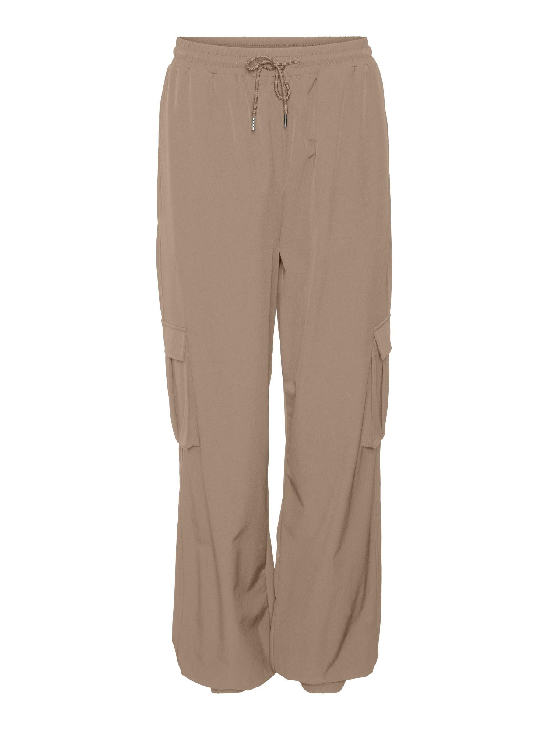 VERO MODA Women's Vmkimberly Hw Cargo Trousers Noos Trousers, Silver Mink, L / 34L