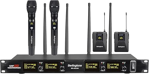 Miniatura 8 de Sistema de micrófono inalámbrico profesional, juego de micrófono inalámbrico UHF de 4 canales con 2 micrófonos de mano, 2 micrófonos de