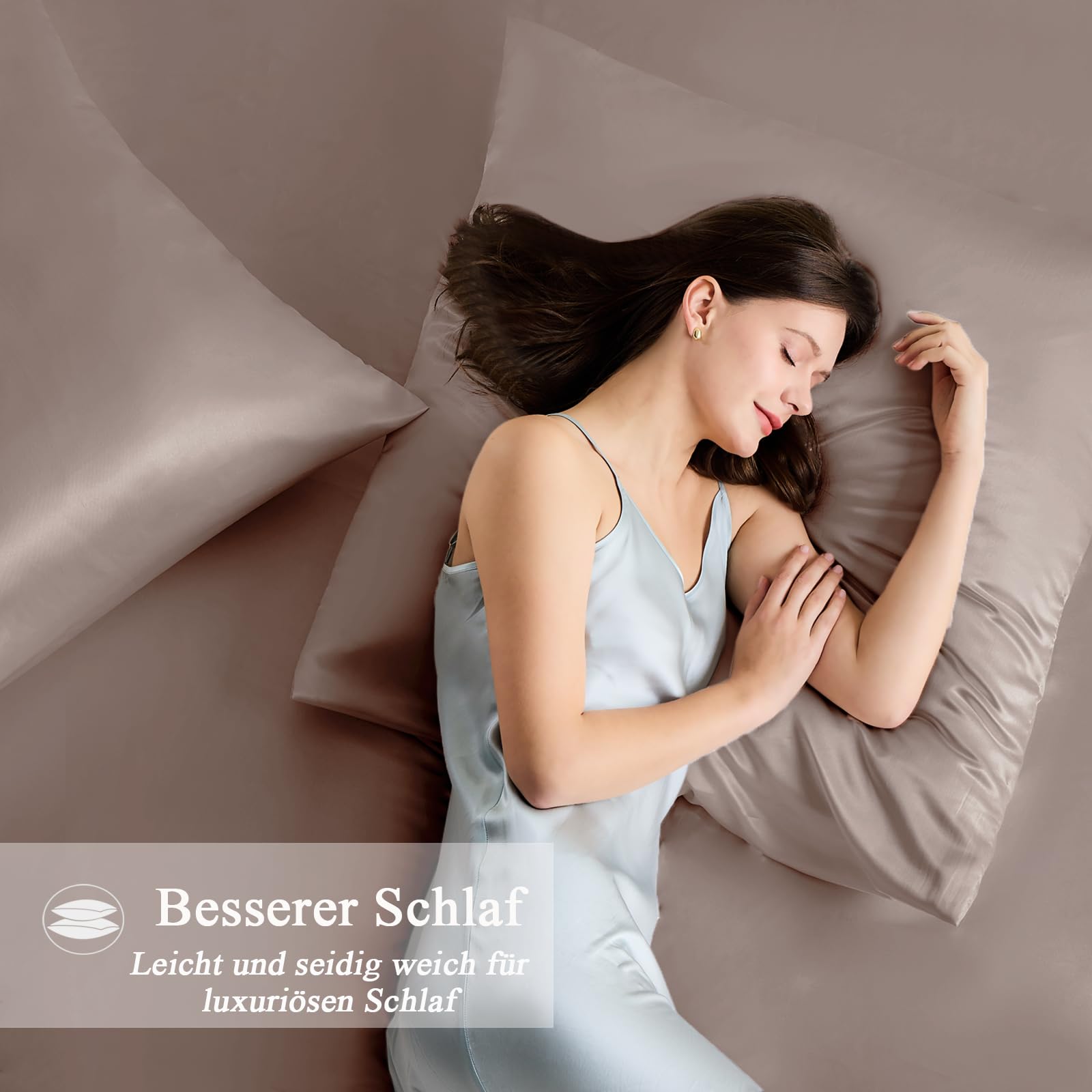 Vielit Satin Pillowcase for Hair and Skin 65x65 2 Pack & 2 Scrunchies - Image 3