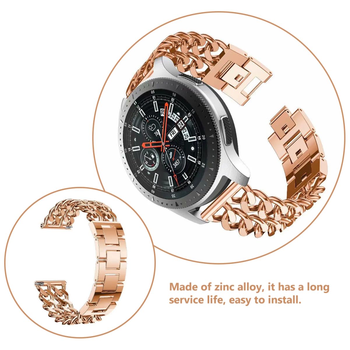 Gadpiparty sangle montre partie fournitures de montre watch montré bracelet montres bracelet de montre professionnel pièce de montre élégante Alliage de zinc Rose Gold