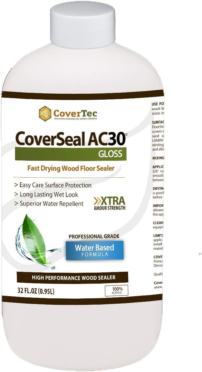 CoverSeal AC30 Gloss Wood Sealer, Durable, Fast Setting, Clear Gloss Look (1 Qrt - Prof Grade)