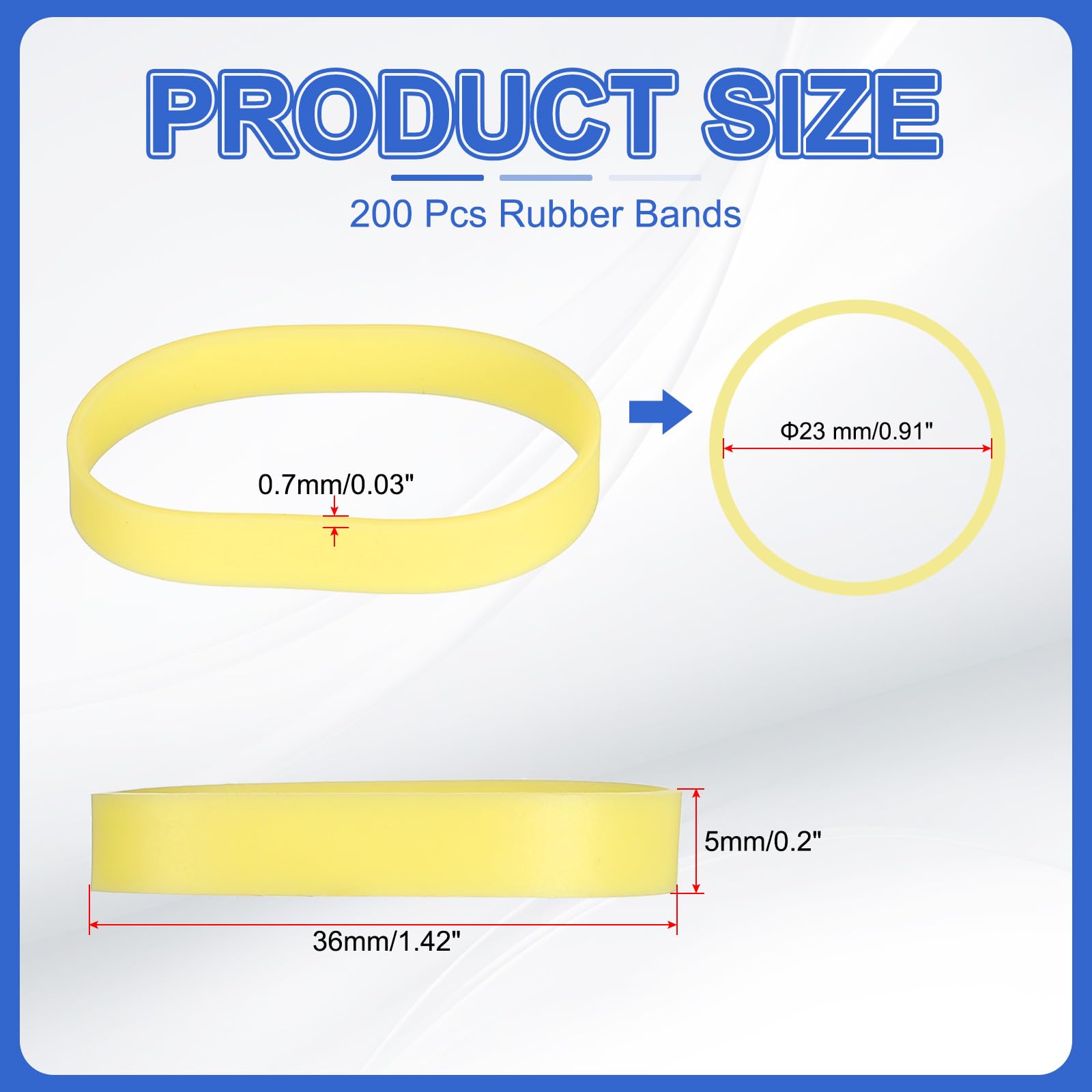 PATIKIL Silicone Rubber Bands Cable Ties 1.4", 200 Pcs Flat Rubber Elastic Band for Office Supplies Home Cord Wrapping Yellow - Image 2