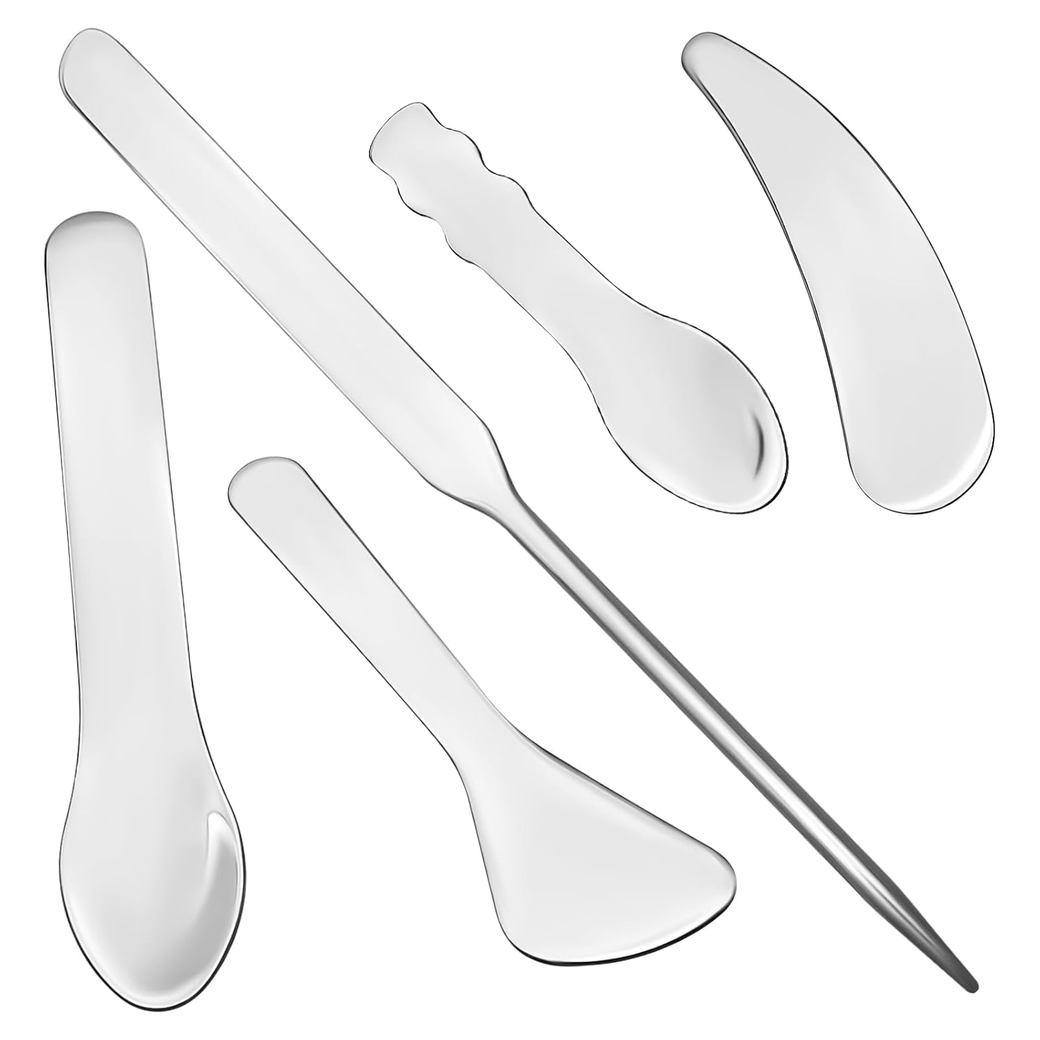 5PCS Makeup Spatula Stainless Steel Skincare Spatula Mini Metal Cosmetic Applicator Facial Massage Beauty Tools Reusable Cream Spatula Beauty Accessories for Mixing Sampling Face Mask Cream Lotions