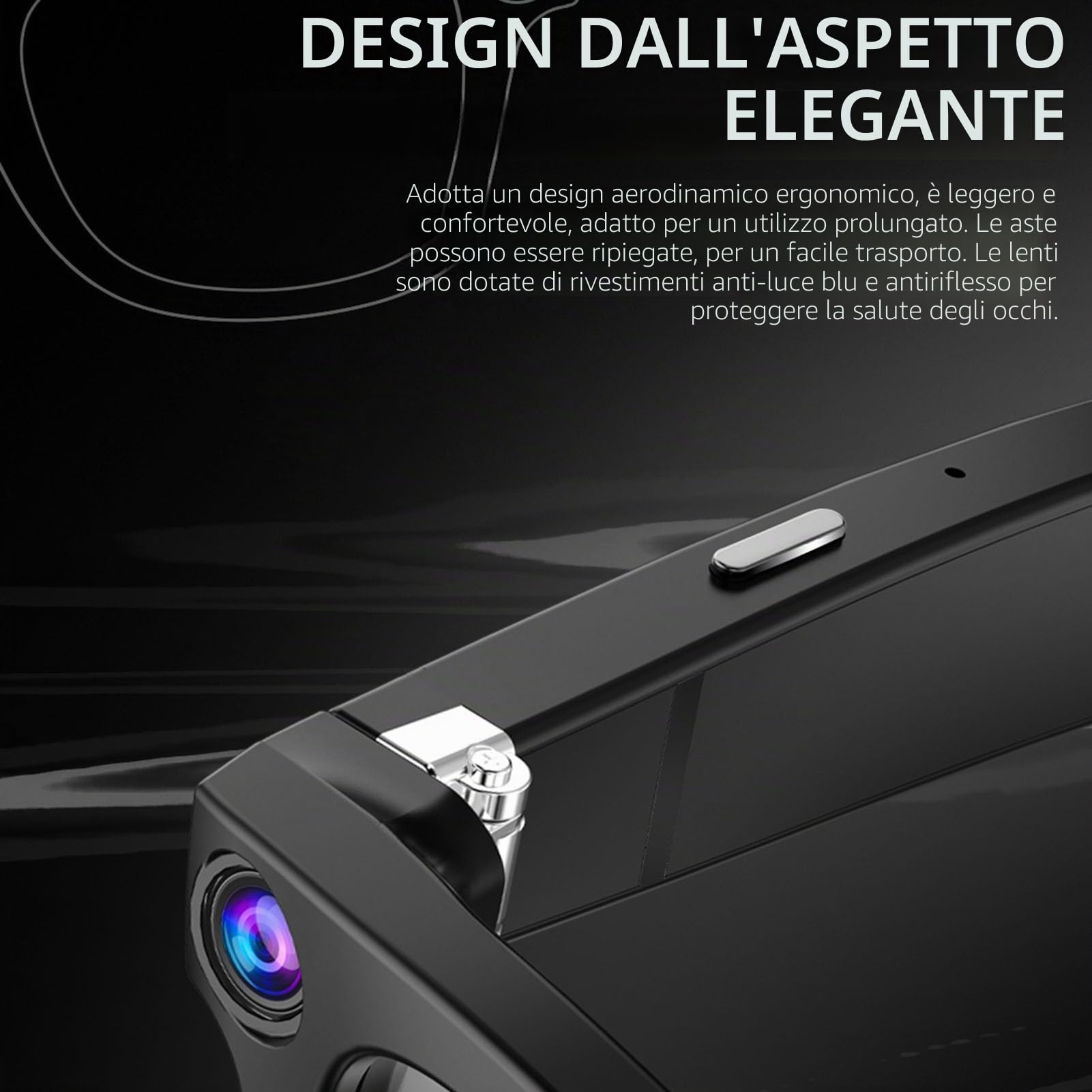 Occhiali intelligenti AI 7 in 1 con fotocamera da 8 MP