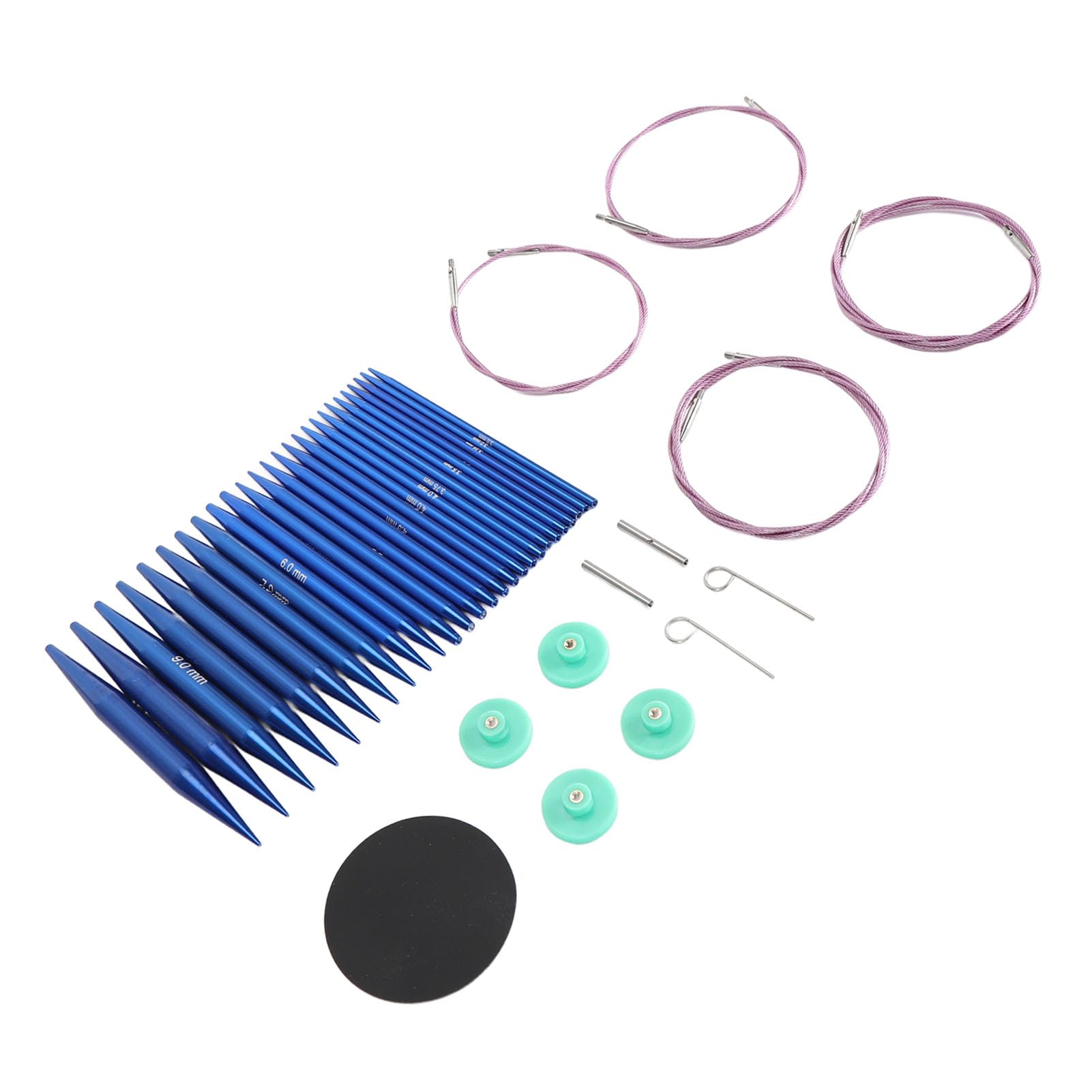 QANYEGN Juego de agujas de tejer circulares intercambiables, agujas de tejer circulares Shorties, juego de agujas circulares para calcetines, sombreros, suéteres