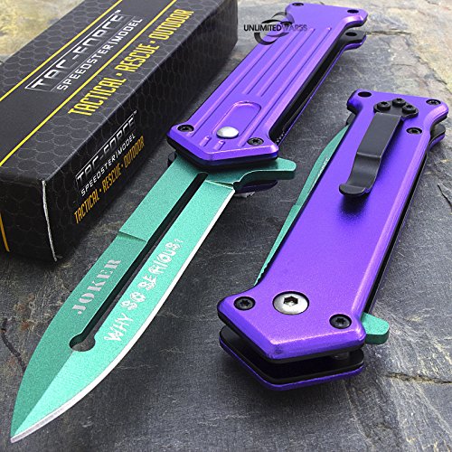 7.5" JOKER SPRING ASSISTED FOLDING POCKET KNIFE Blade Batman Two Tone by Only
