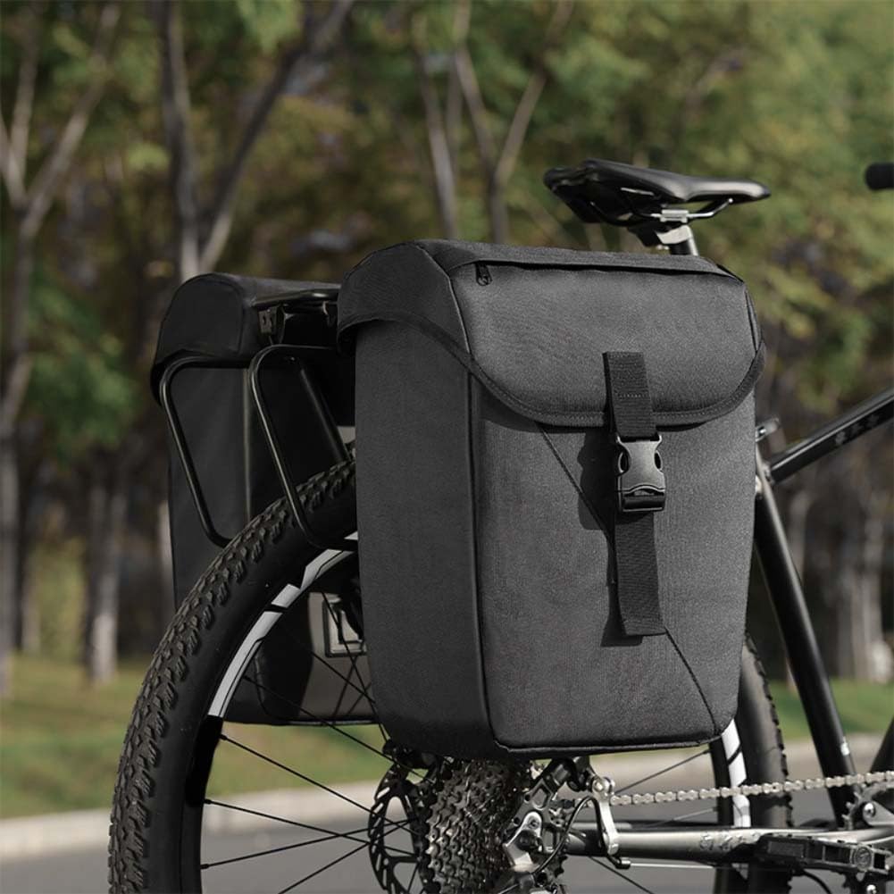 Spelonify Bolsas de alforja de doble cara para bicicleta, portaequipajes, impermeables, alforjas de ciclismo de gran capacidad, bolsas de turismo para bicicleta (negro y gris)