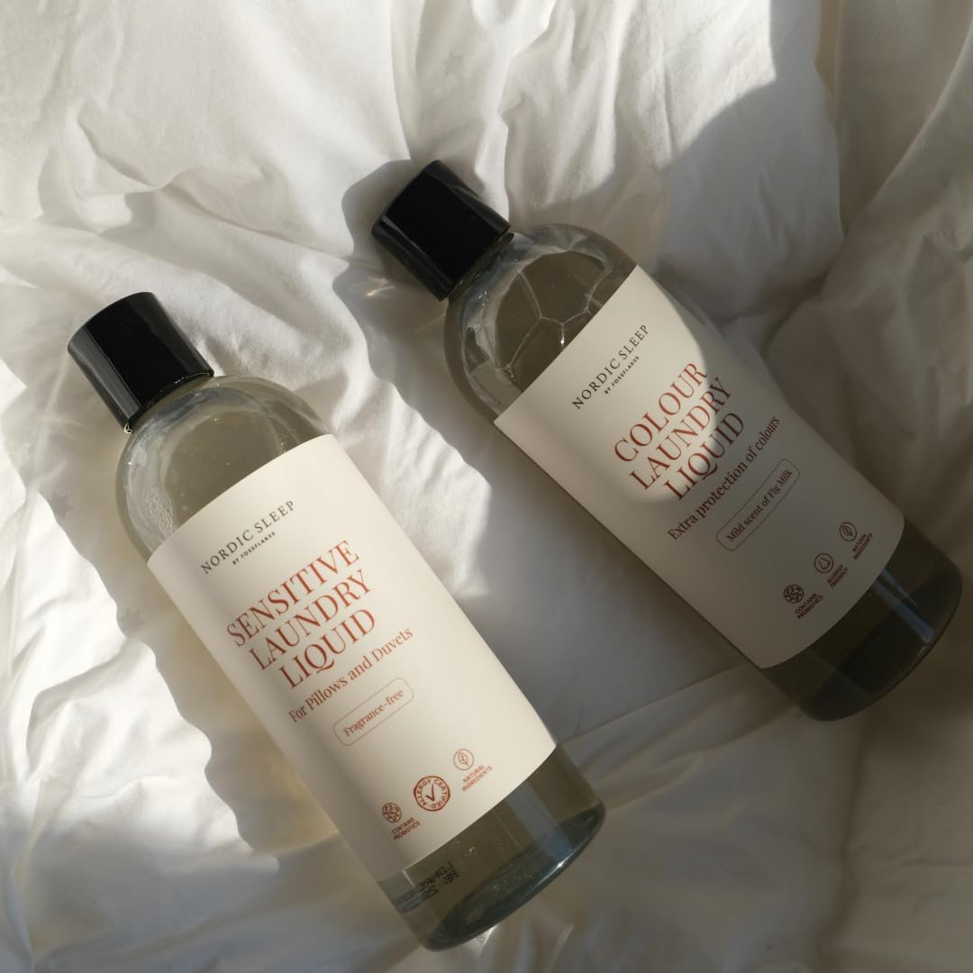 Nordic Sleep by Fossflakes Laundry Liquid Sensitive 500 ml – Fragrance-Free Detergent with Probiotics, Gentle Clean for Pillows & Bedding, Hypoallergenic & Plant-Based