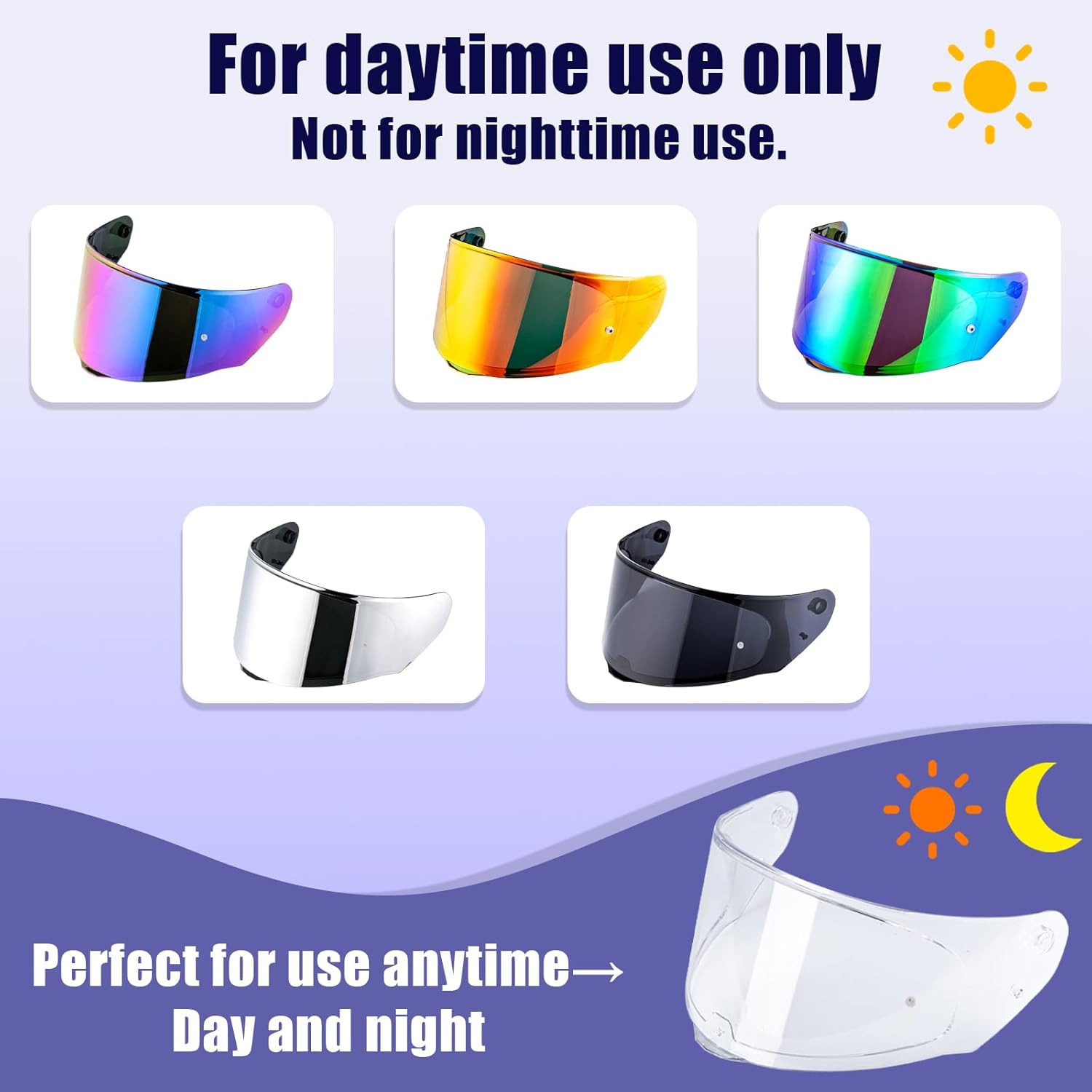 VCOROS Helmet Shield For Assault/Rapid/Stream Full Face Shield Compatible with FF800 FF320 FF328 FF353 Street Motorcycle Helmet Visor Replacement (Rainbow)