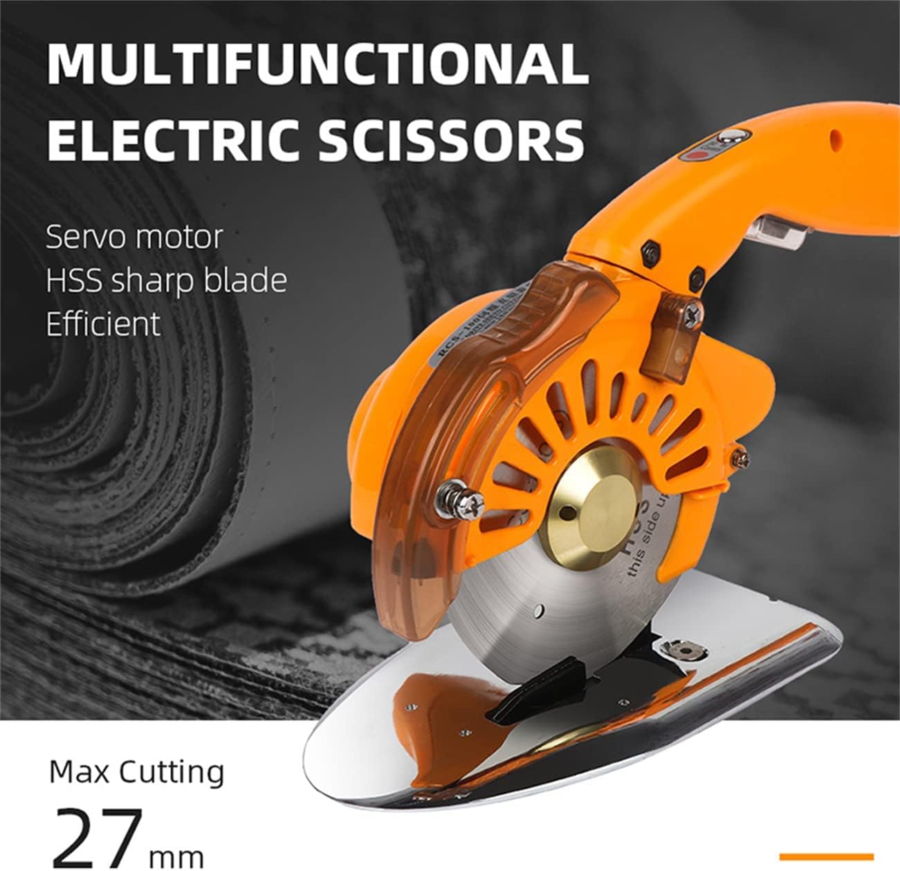 Electric Fabric Rotary Cutter Speed Adjustable Fabric Scissors, 45mm Cutting Thickness 125mm Round Blade, Electric Fabric Cutting Machine for Cloth Fabric Leather and Carpet