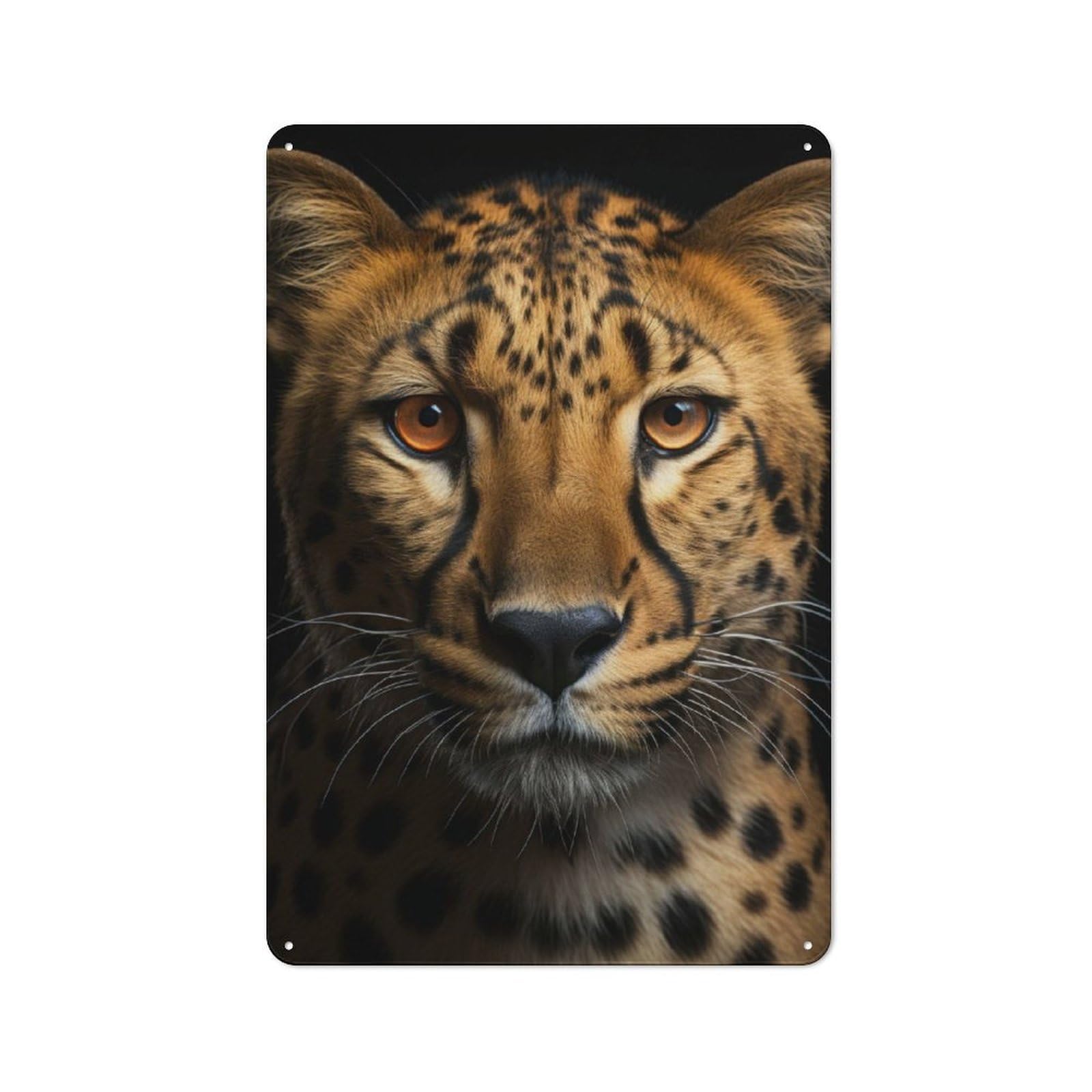 Junmoney Cool Cheetah Portrait Farmhouse Country Metal Sign 30X20cm, Cottage Wall Art For Farmhouse Kitchen, Pantry Or Dining Area
