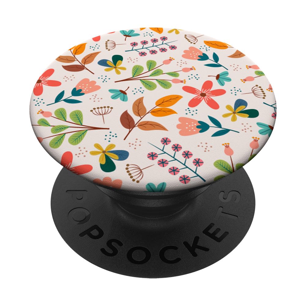 Colorful Floral print orange rose pink flowers for women PopSockets Adhesive PopGrip