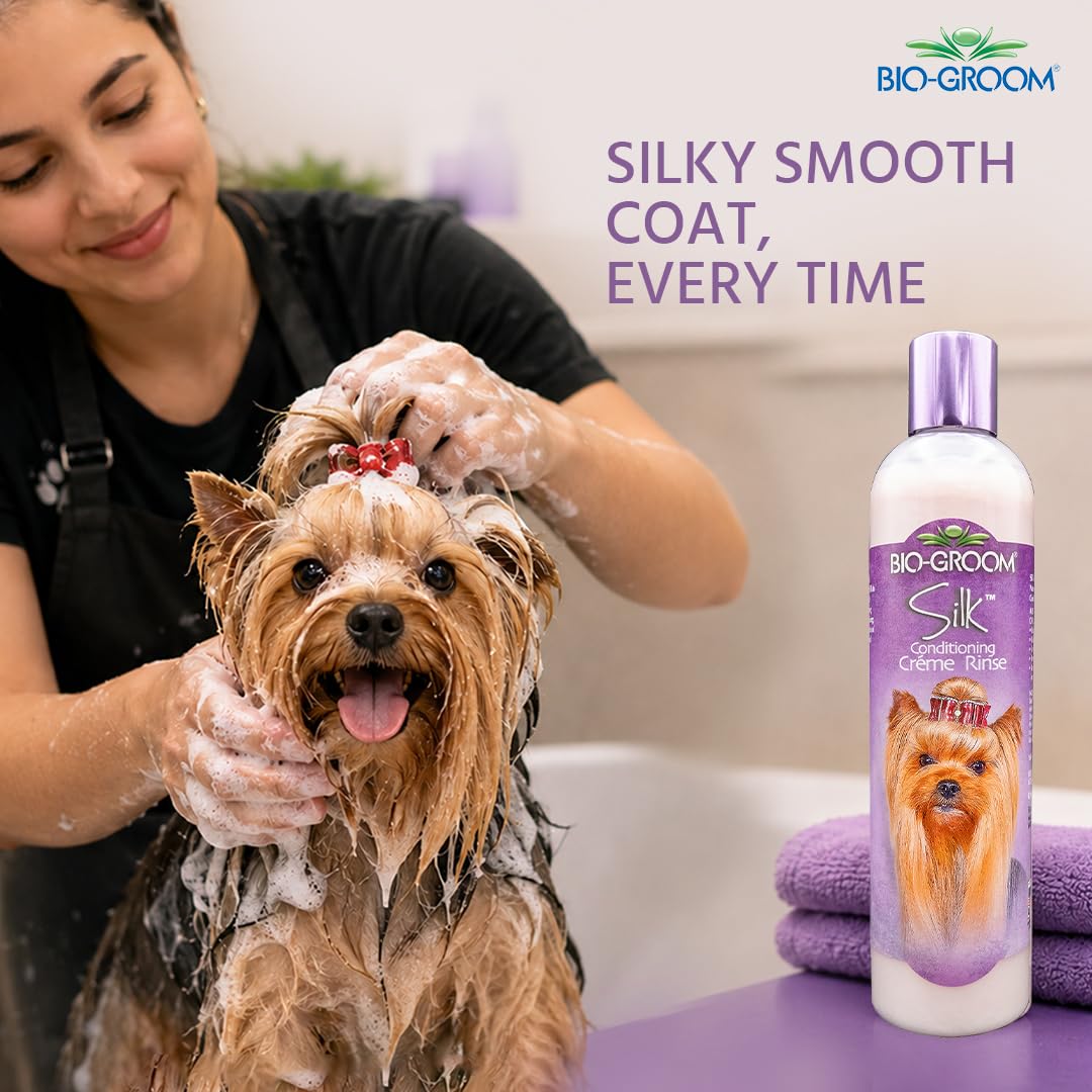 Bio-Groom Silk Creme Rinse Hundespülung - Feuchtigkeitsspendende Pflegespülung - Hundezubehör für empfindliche Haut - Konzentrat 1:4 - Verdünnt 1.7 L - 355 ml