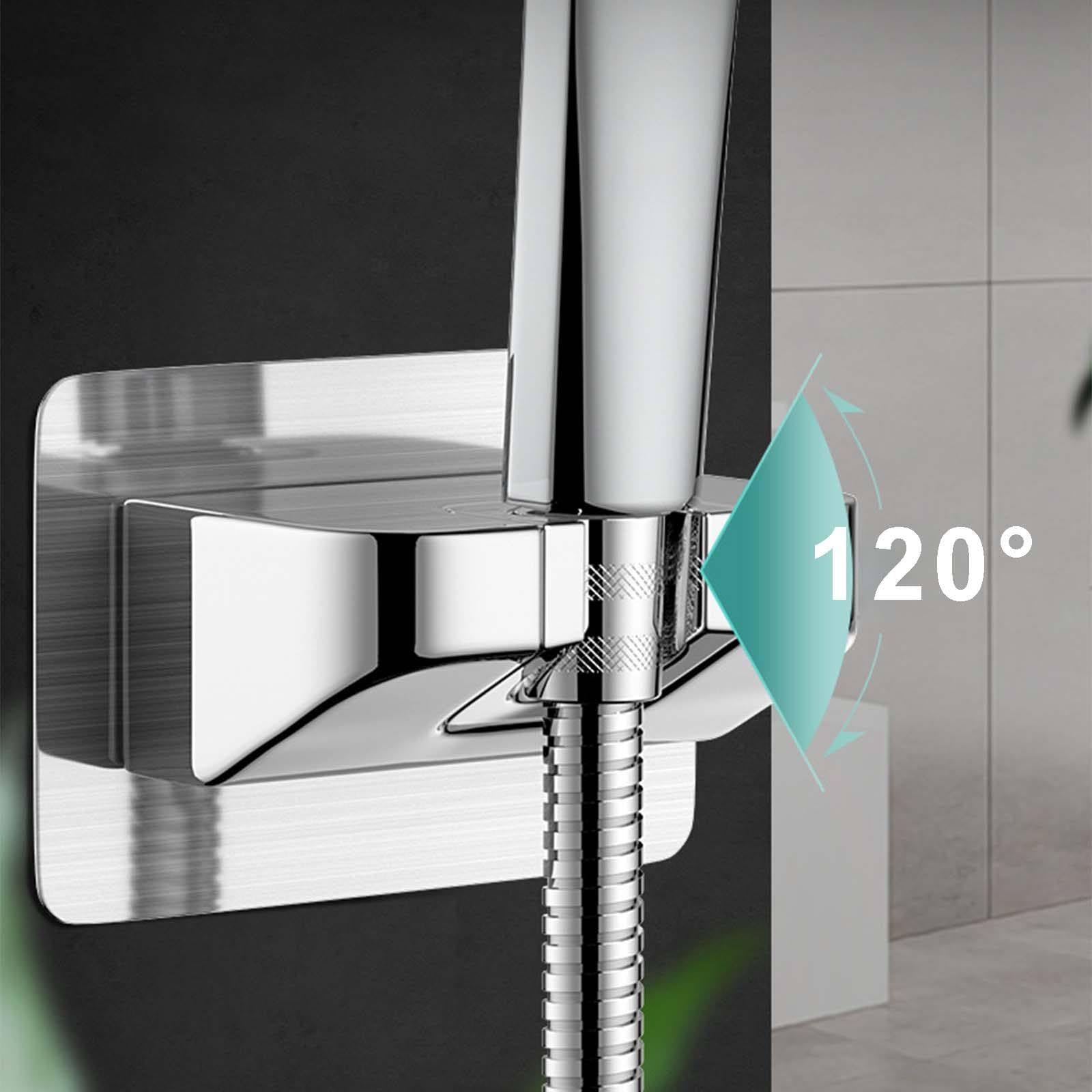 Soporte Ducha Pared Viscoso Soporte Alcachofa Ducha ABS Soporte Ducha Ajuste de Rotación de 90° Soporte de Ducha Rectángulo Soporte para Ducha Resistente a la Humedad y Duradero