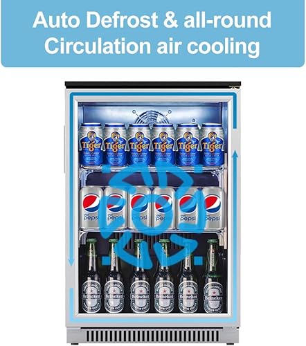 Miniatura 7 de Weili Refrigerador de bebidas integrado de 15 pulgadas con cerradura y puerta de vidrio, 127 latas bajo mostrador refrigerador de bebidas para