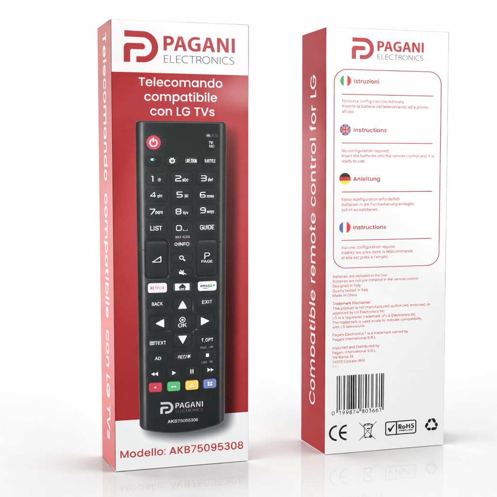 Universal Remote Control LG AKB75095308 Compatible with LG Smart TV, LED, LCD, OLED, UHD, 4K, HD, WebOS, No Configuration, Batteries Included, Italian Company, Tested in Italy - 2