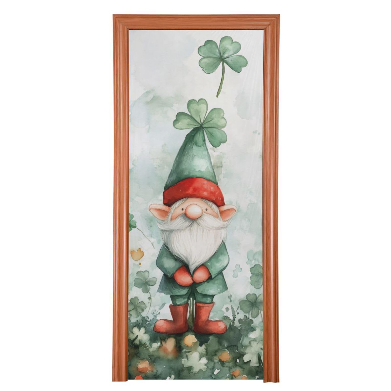 FLildon St Patrick's Day Watercolor Gnome Door Cover Decoration, Party Accessory Porch Decor for Festive Ornament Room Door Covers 36 x 98 Inch