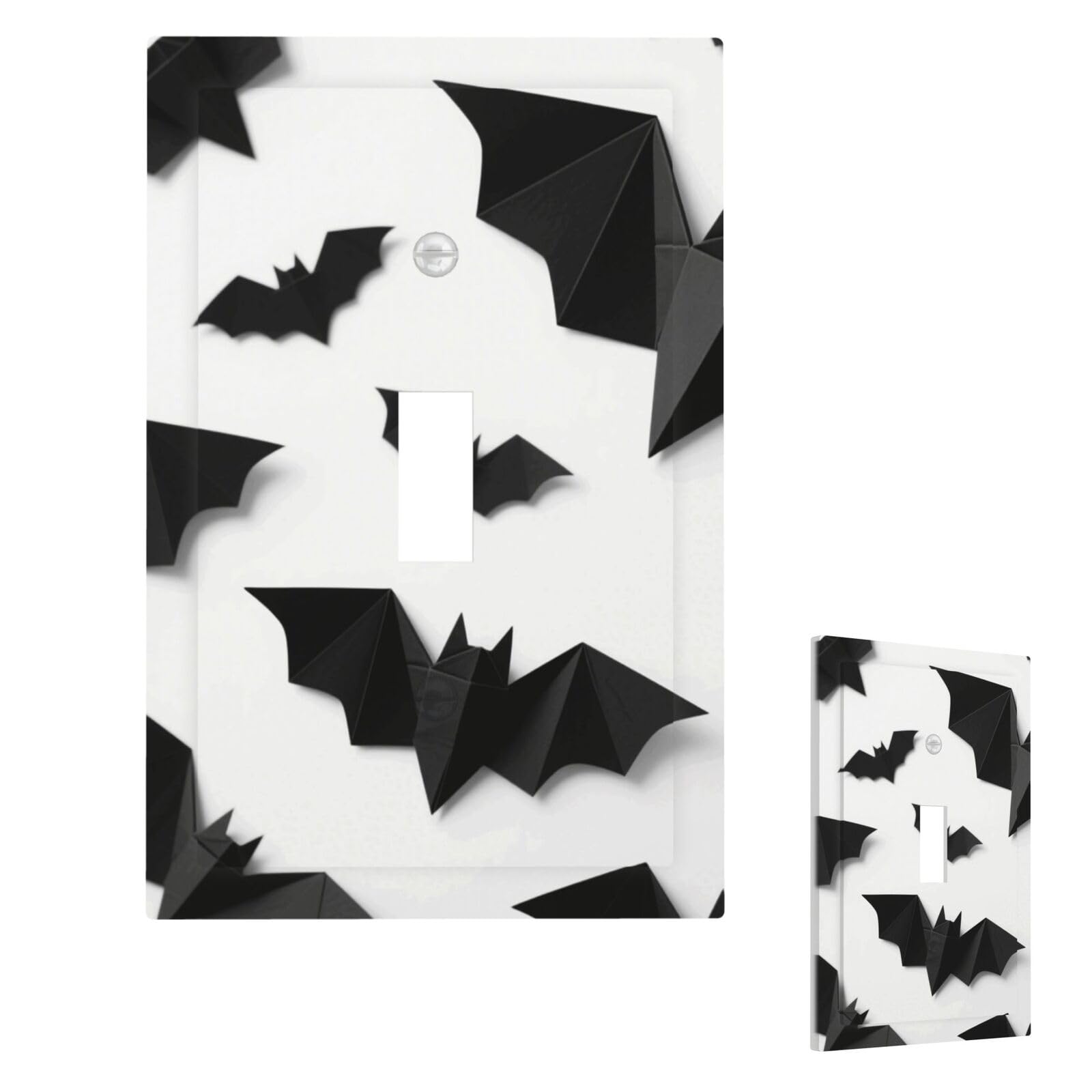 Fekiloot Single Toggle Halloween Bats Wall Plate Cover Modern Decorative 1 Gang Light Switch Cover Unbreakable Receptacle Outlet Covers For Living Room Bedroom Home Decor