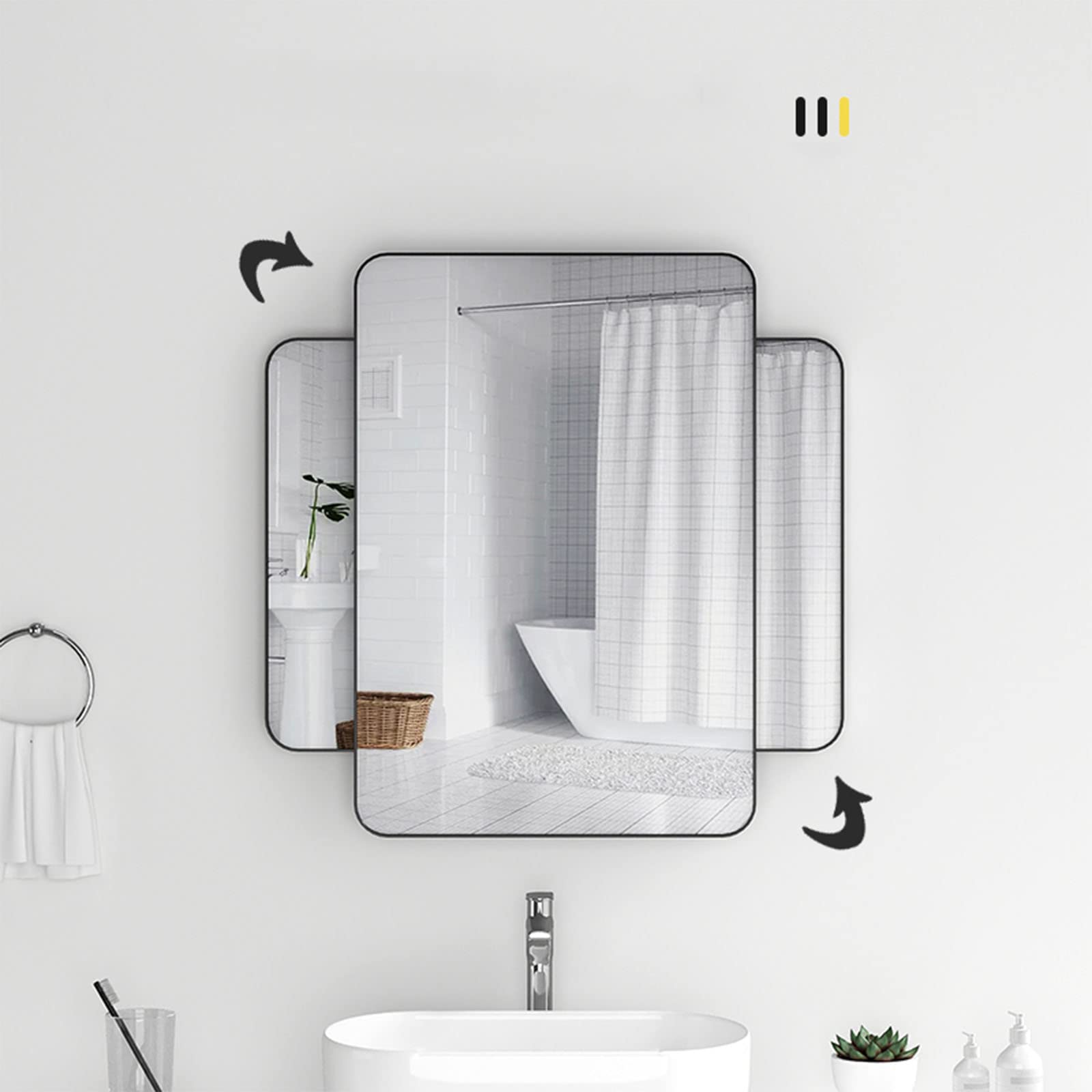 Specchi da Bagno, spogliatoi a Parete privi di Luce, bagni, Servizi igienici, pettini a Parete e specchi per Il Trucco (Installazione Senza Perforazione)