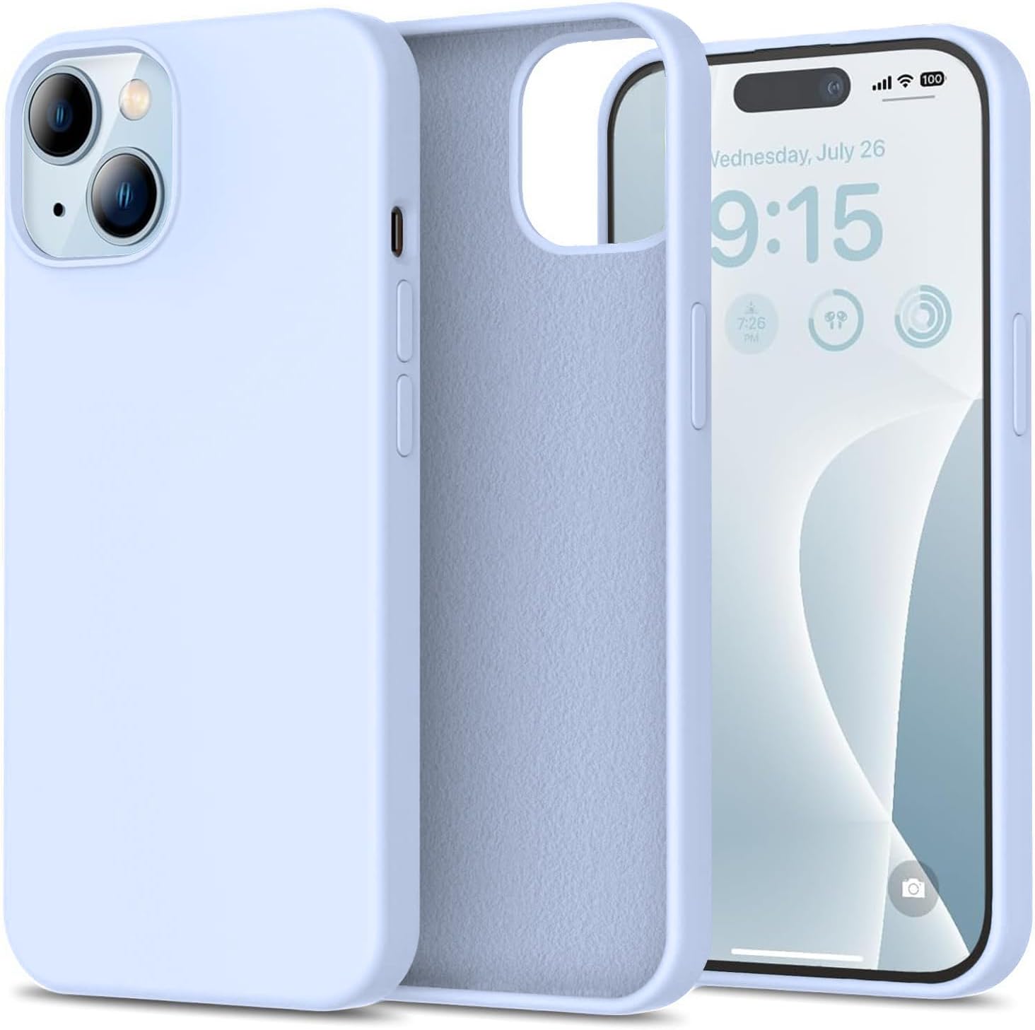 LOXXO® Microfiber Candy Case Compatible for iPhone 14 Plus, Shockproof Slim Back Cover Liquid Silicone Case (Sierra Blue)