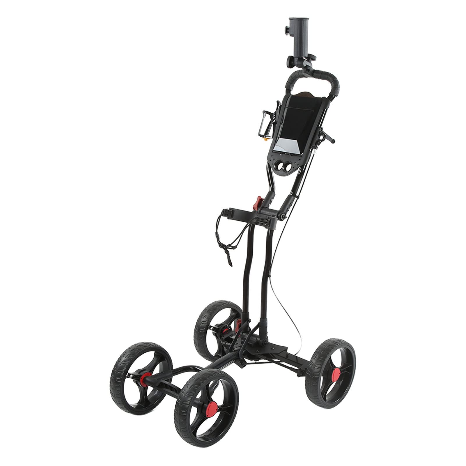 Buy 4 Wheel Golf Push Cart, Lightweight Collapsible Caddy Cart Pushcart, Aluminum Golf Trolley