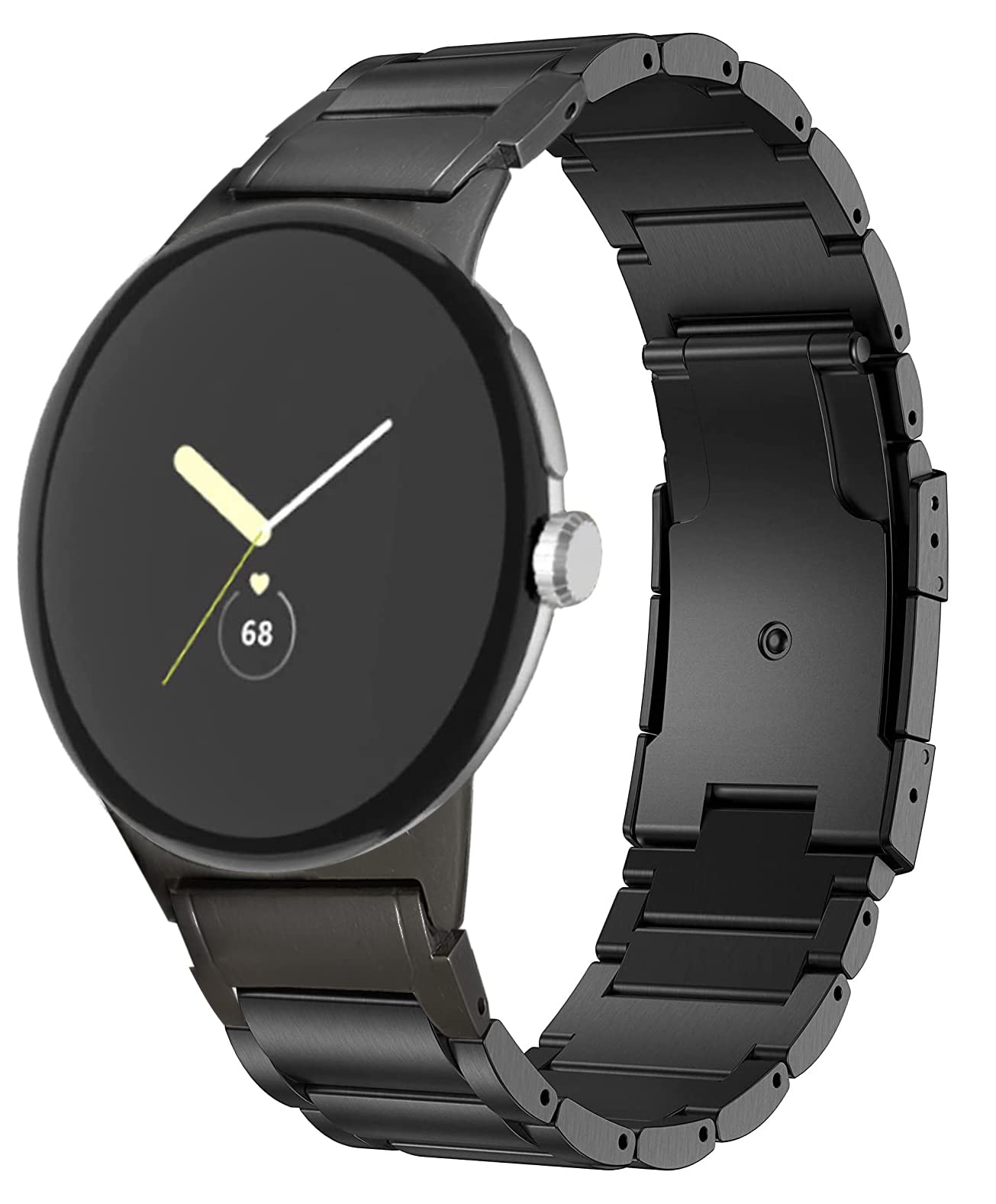 MaKTech Titanium Wristband for Google Watch,Metal Bracelet Strap Include Adapter with Turtle Buckle for Google Pixel Watch 3 45mm [2024] (Black)