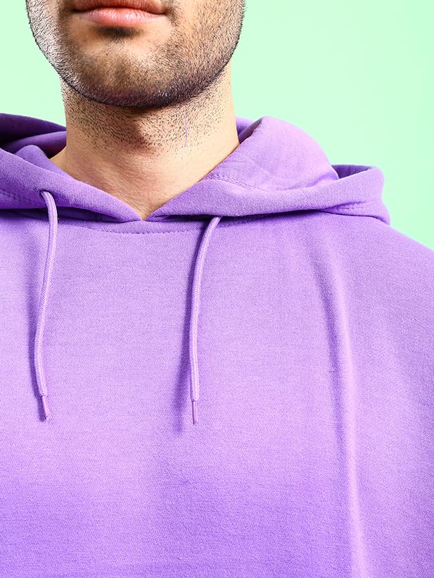 Image of The Indian Garage Co Men Regular Fit Solid Overhead Hooded Sweatshirt