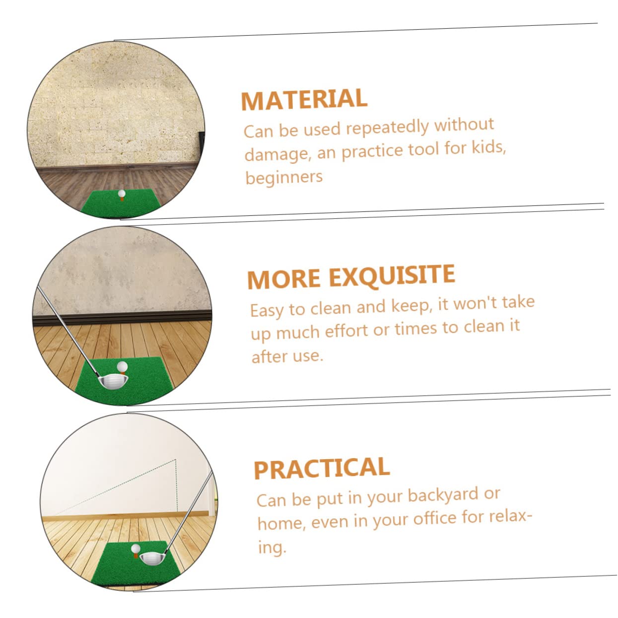 BCOATH Golfs Hitting Mat 30x30cm Golf Practice Mat Net Indoor Swing Training Aid