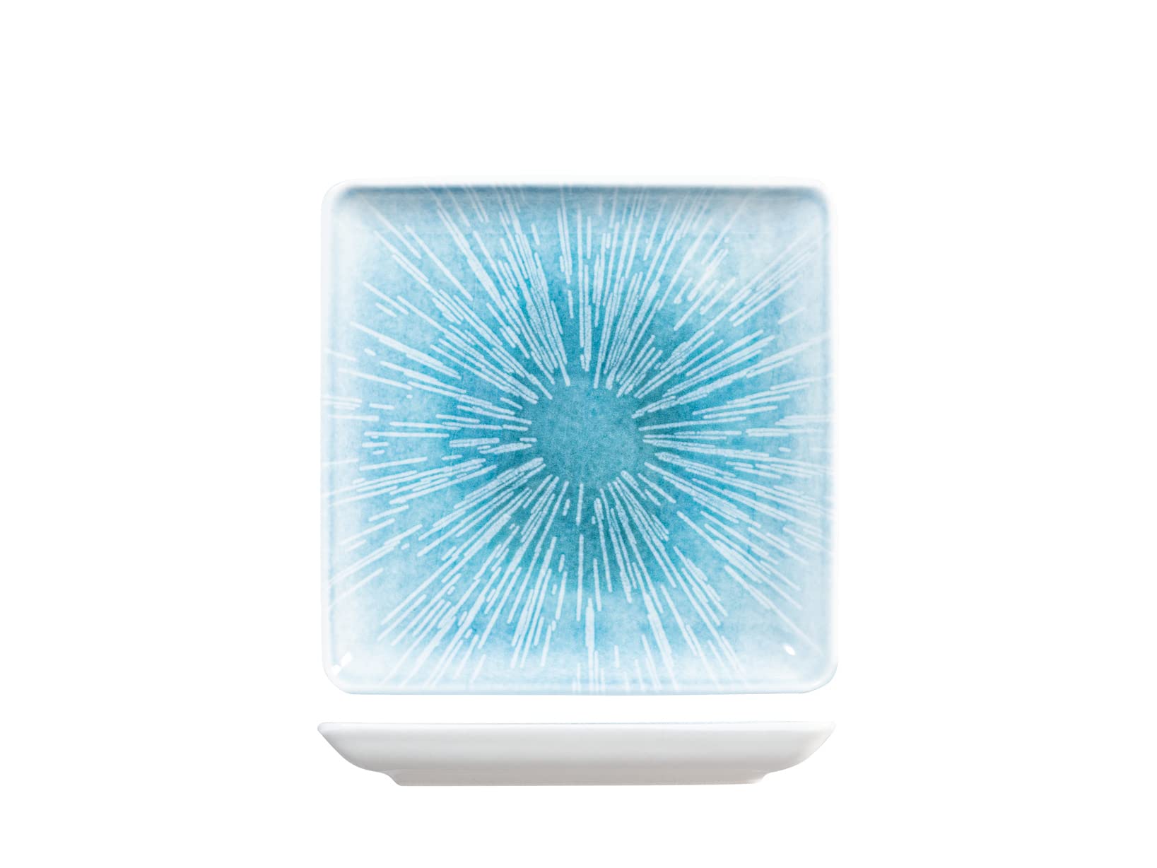 H&H Neptune Porcelain Square Plate, 19 cm, Modern and Elegant Design, Blue Gradient